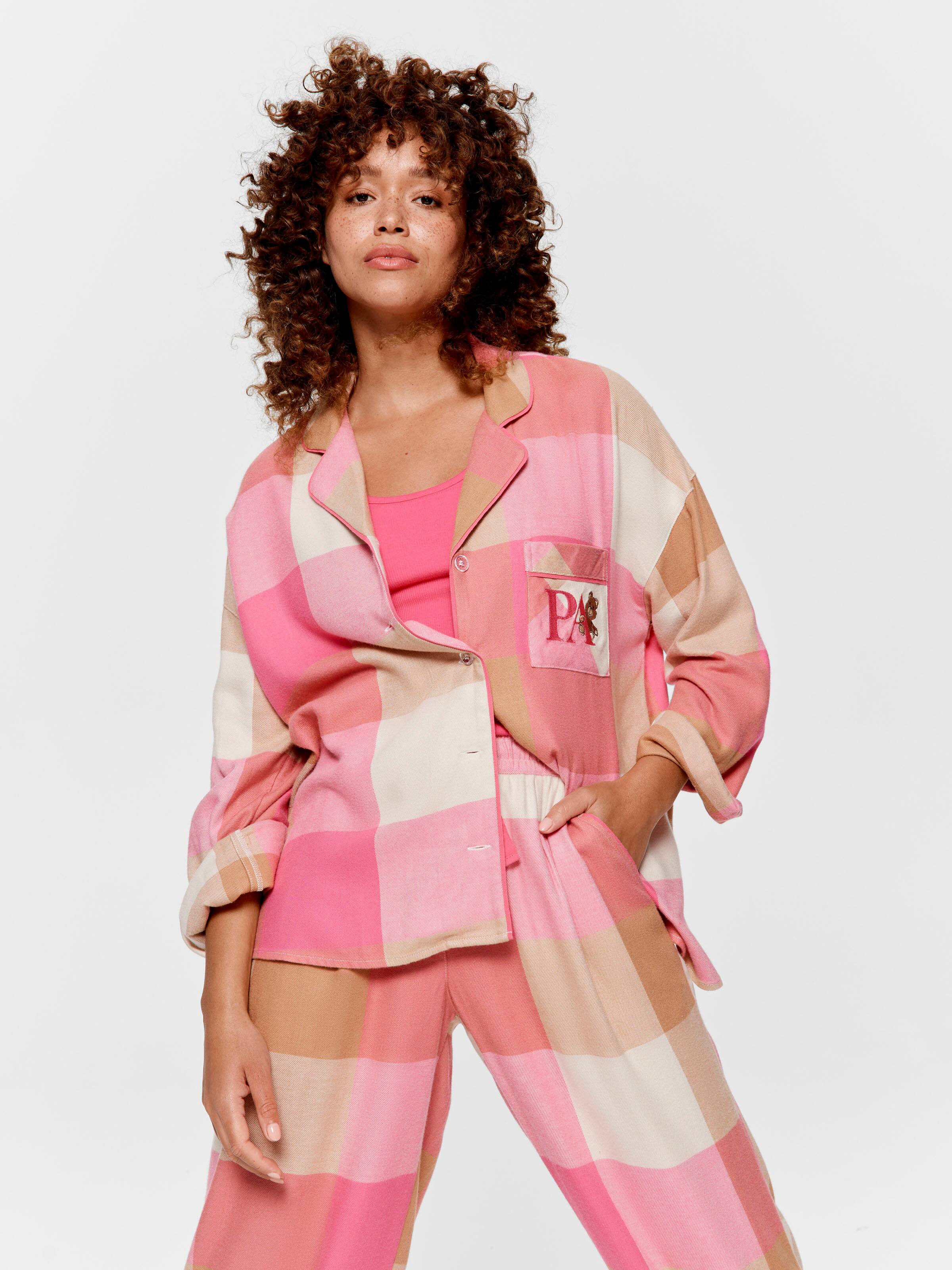Pink Check Bamboo Flannelette Pj Set