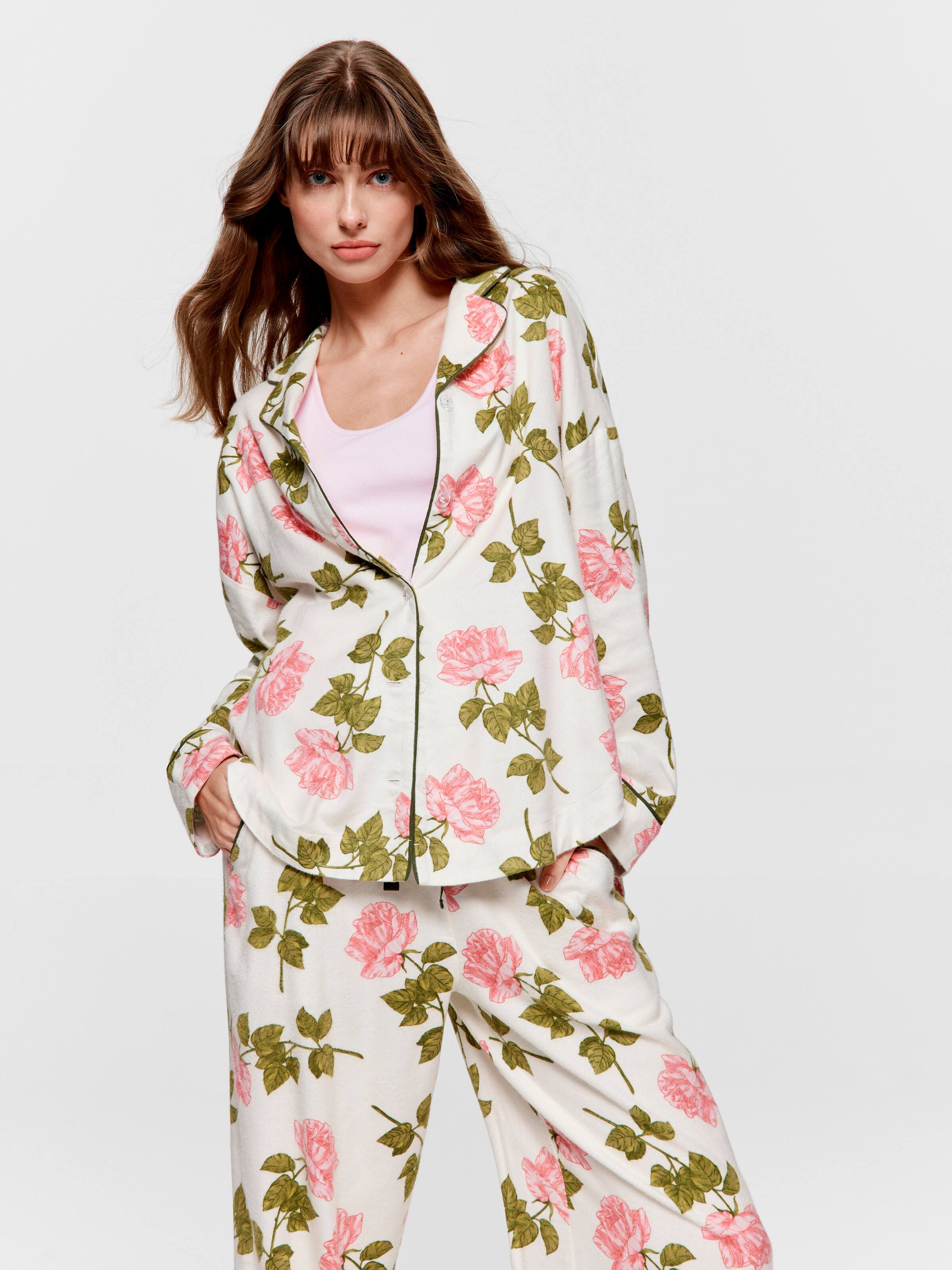 Pretty Rose Bamboo Flannelette Classic Pj Set