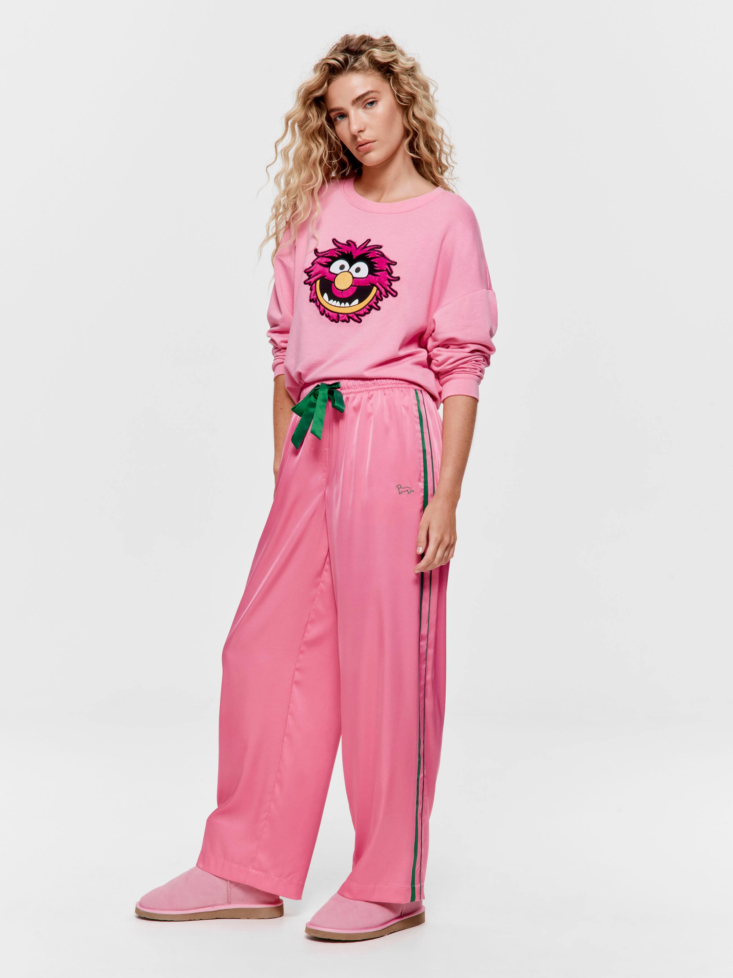 Pink Satin Wide Leg Pj Bottom