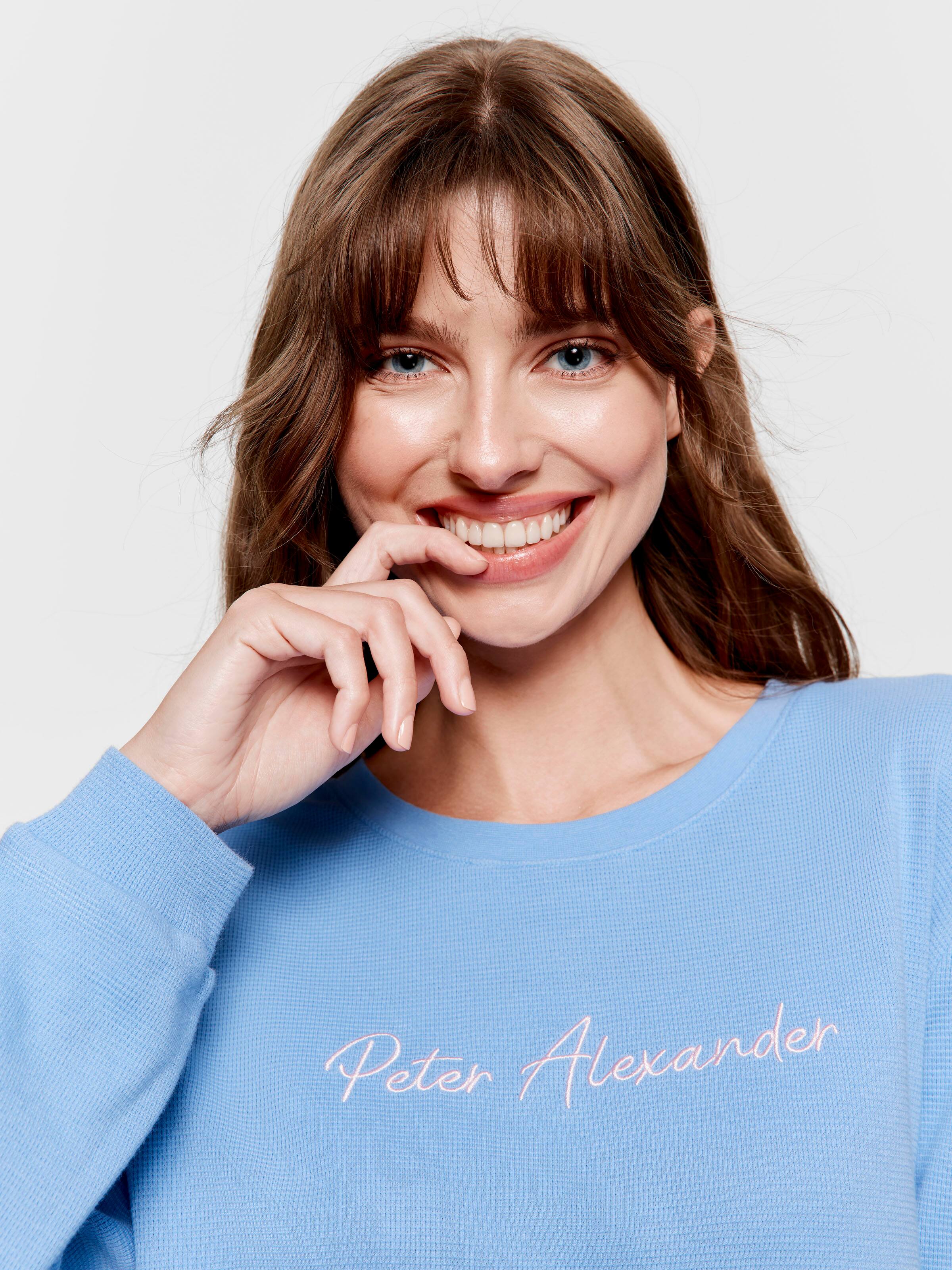 Dusty Blue Long Sleeve Waffle Top