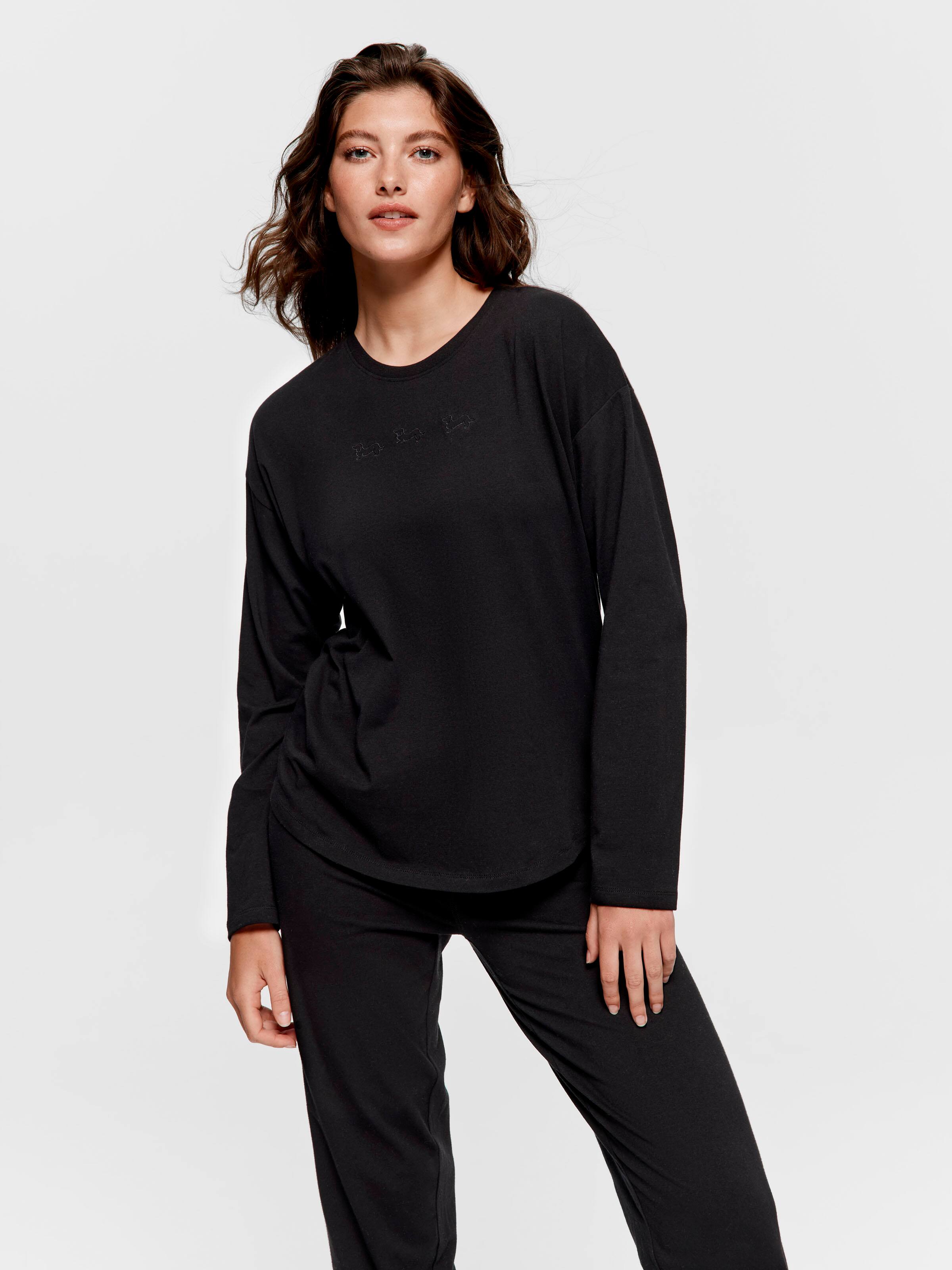 Black Logo Long Sleeve Top