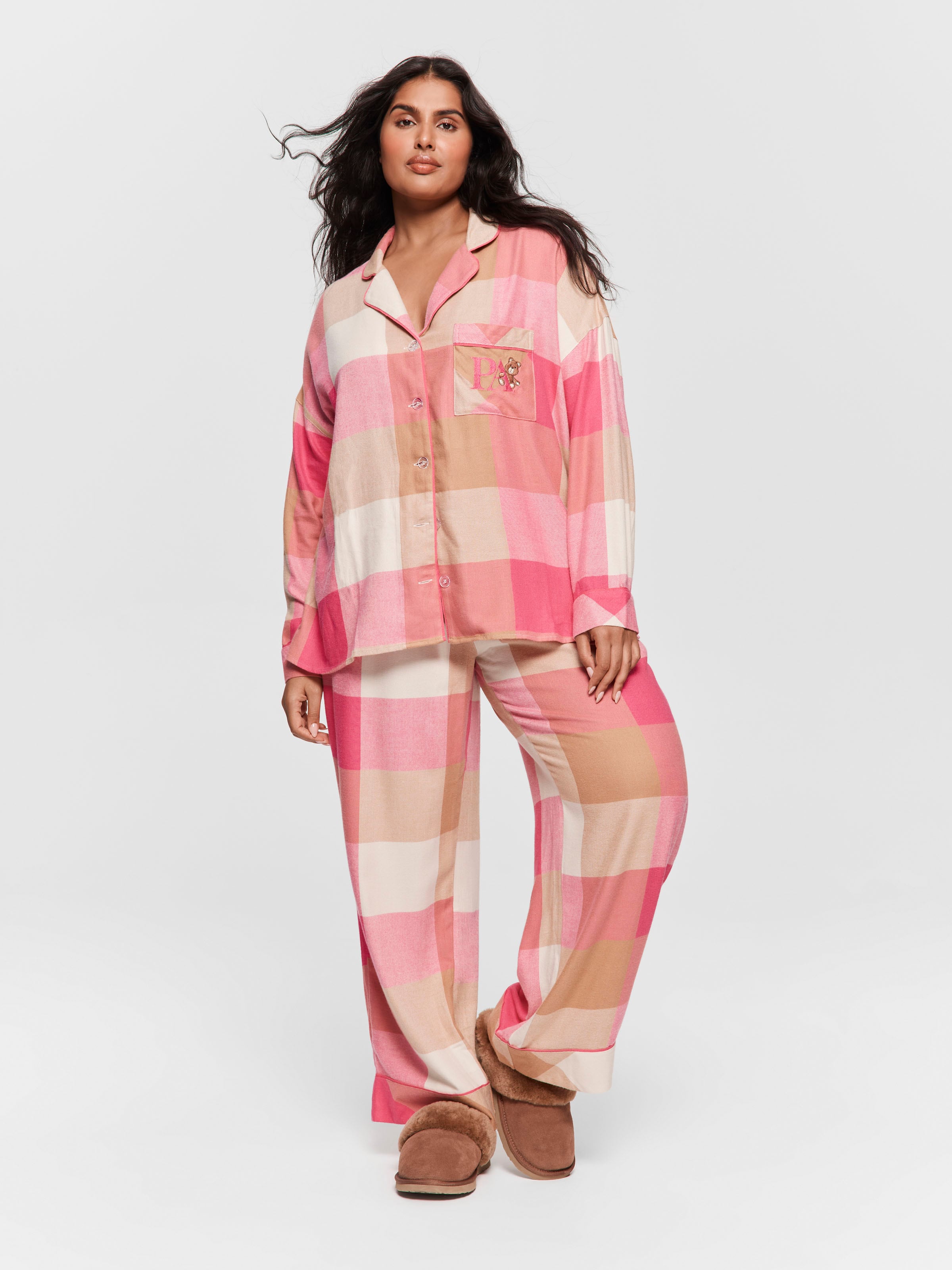 P.A. Plus Pink Check Bamboo Flannelette Pj Set