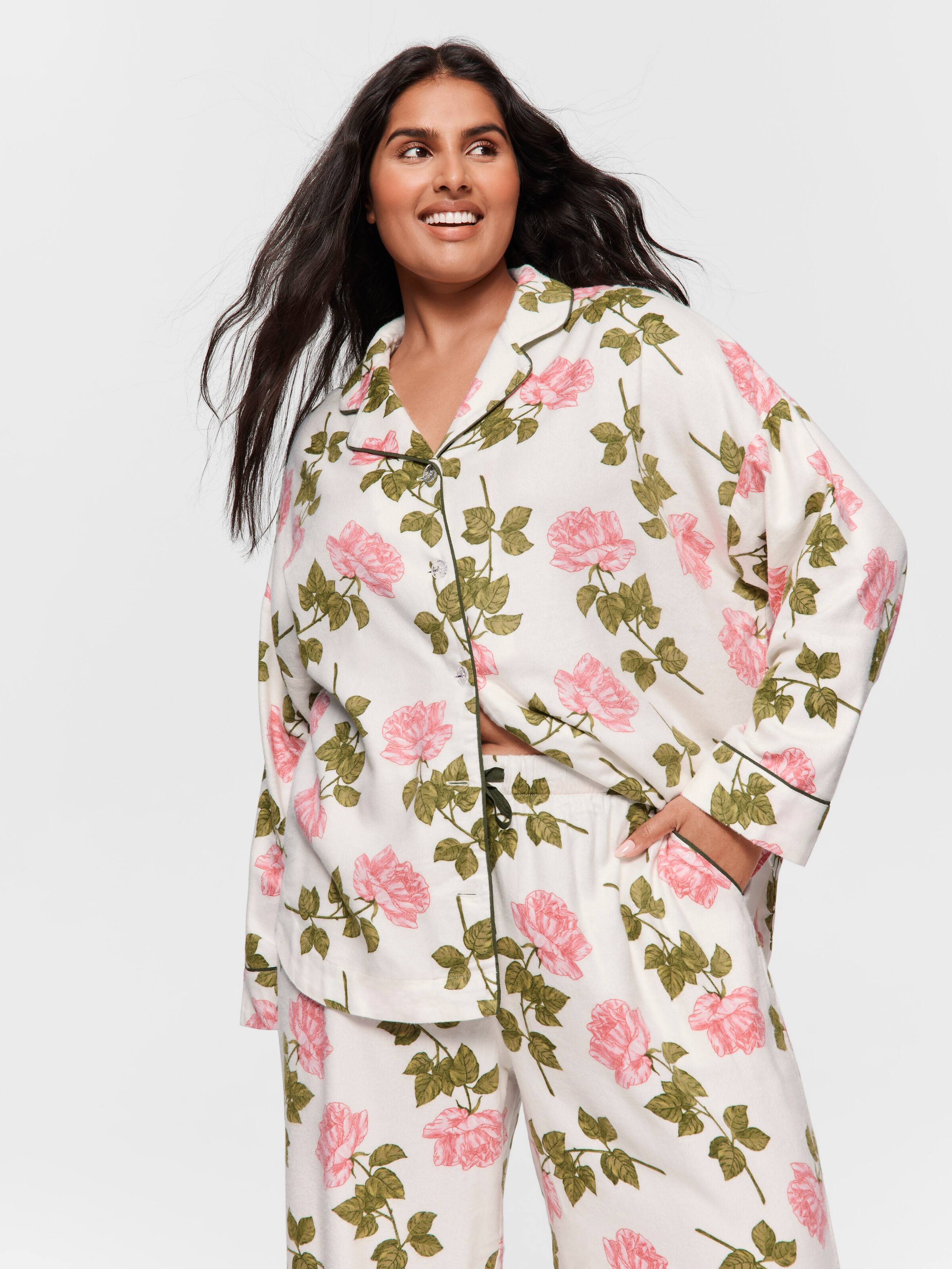P.A. Plus Pretty Rose Bamboo Flannelette Classic Pj Set