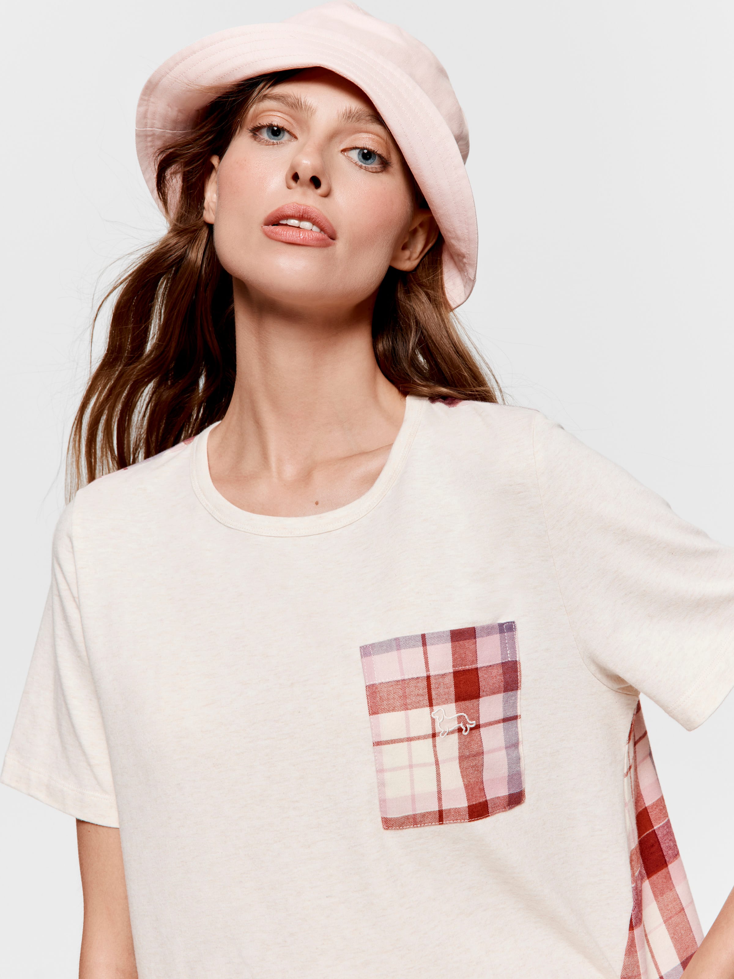 Cream Check Tee