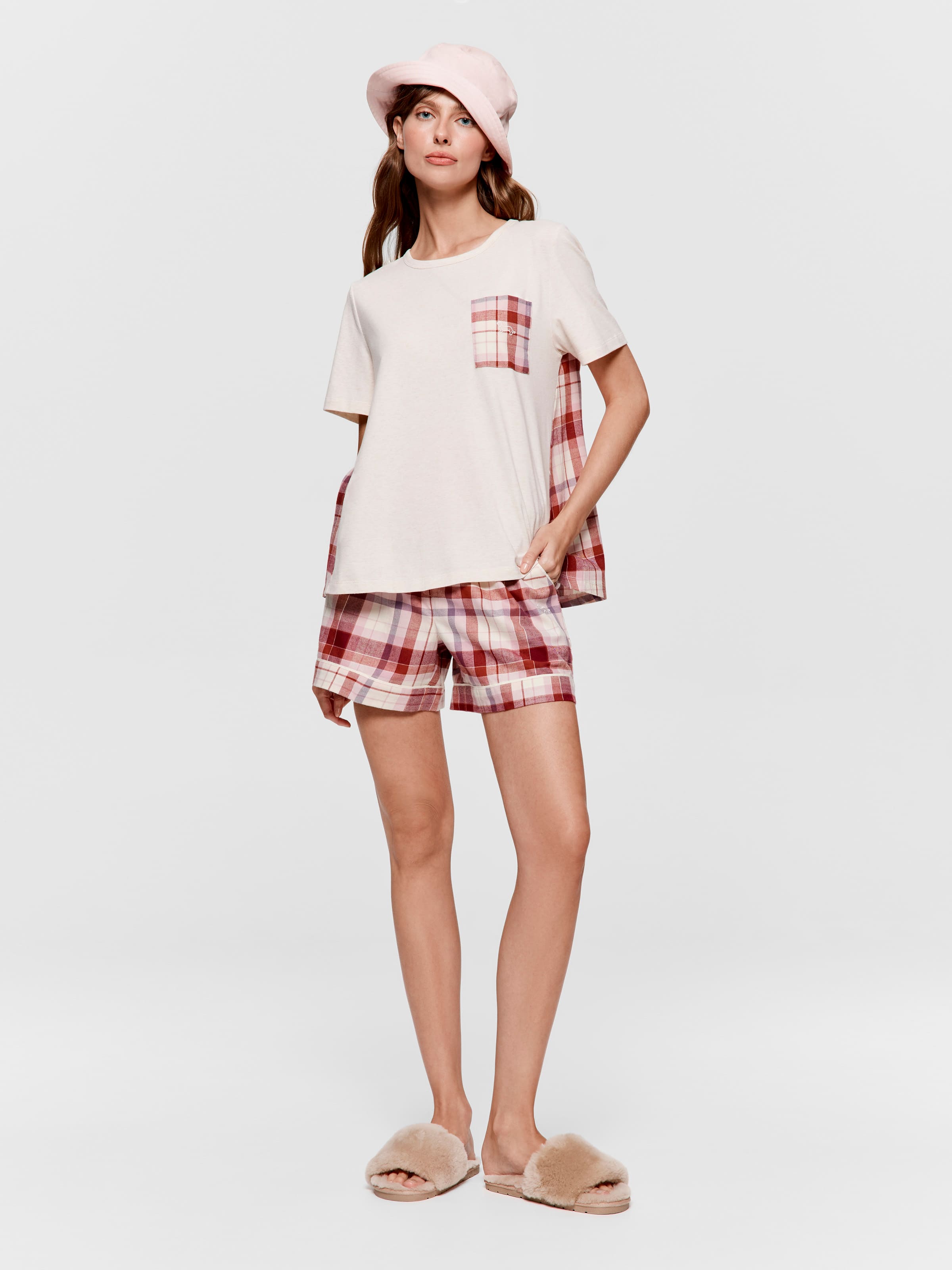 Cream Check Tee