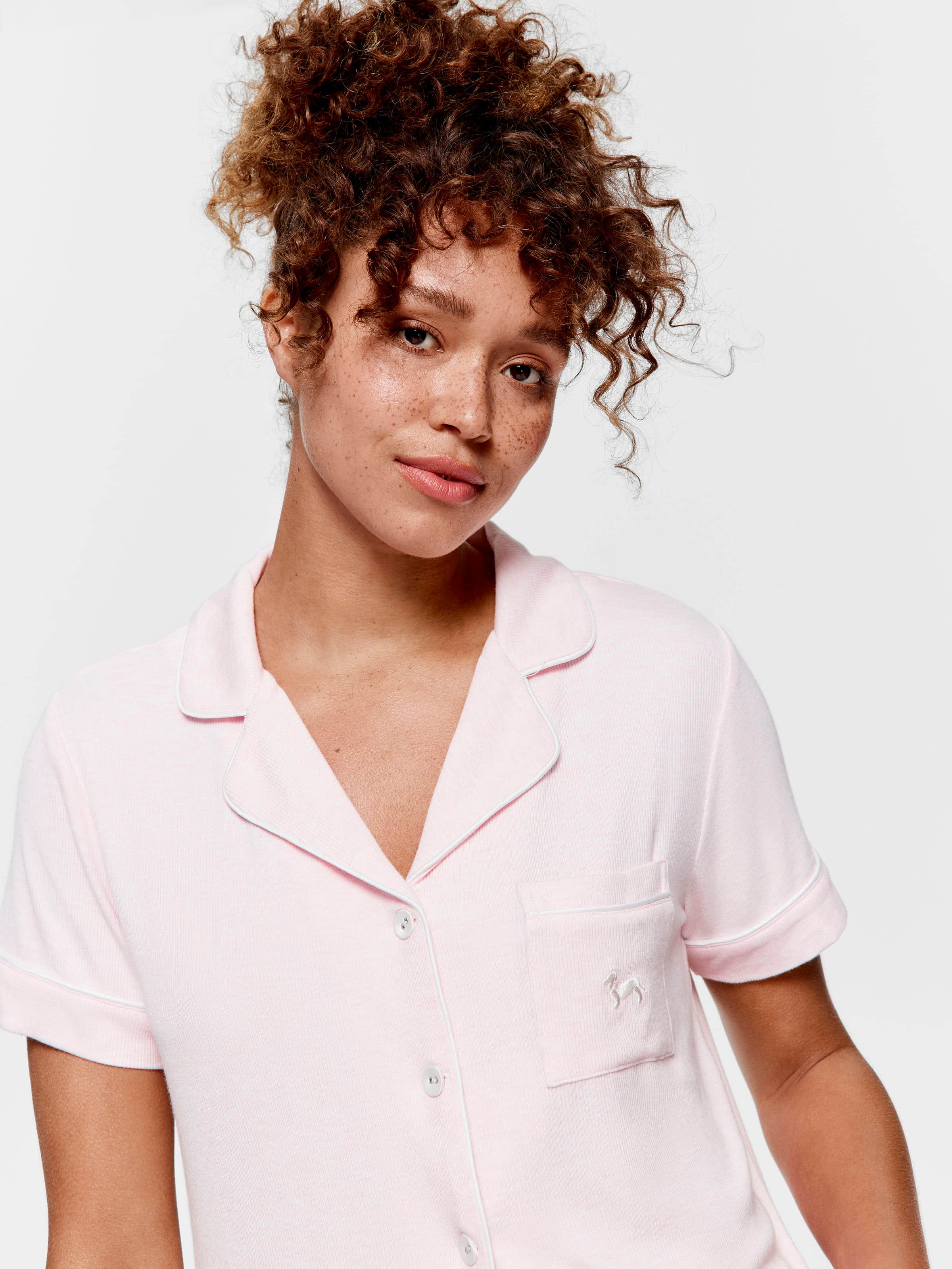 Pink Rib Shortie Pj Set