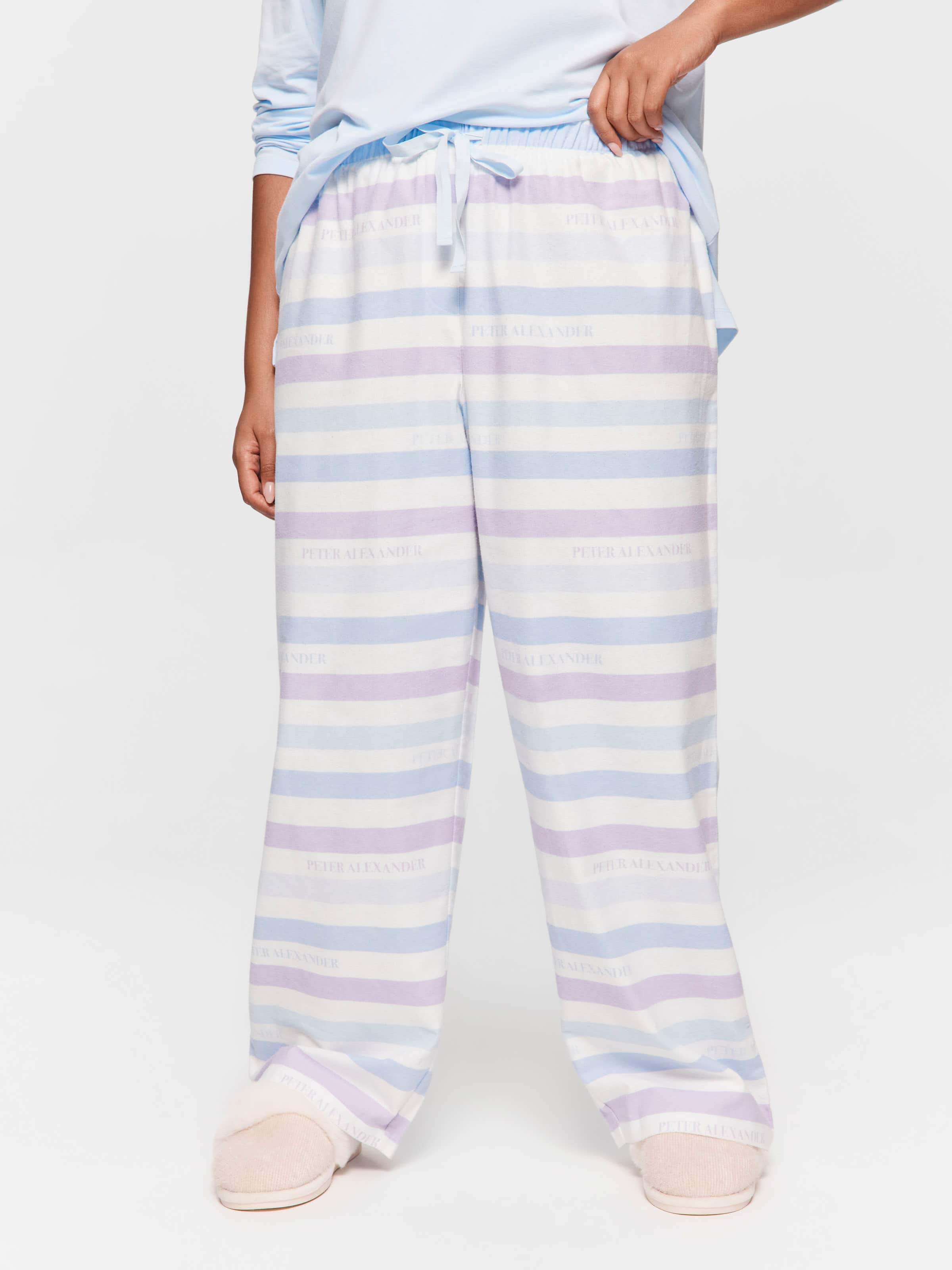 P.A. Plus Blue Logo Stripe Classic 100% Cotton Flannelette Pj Bottom