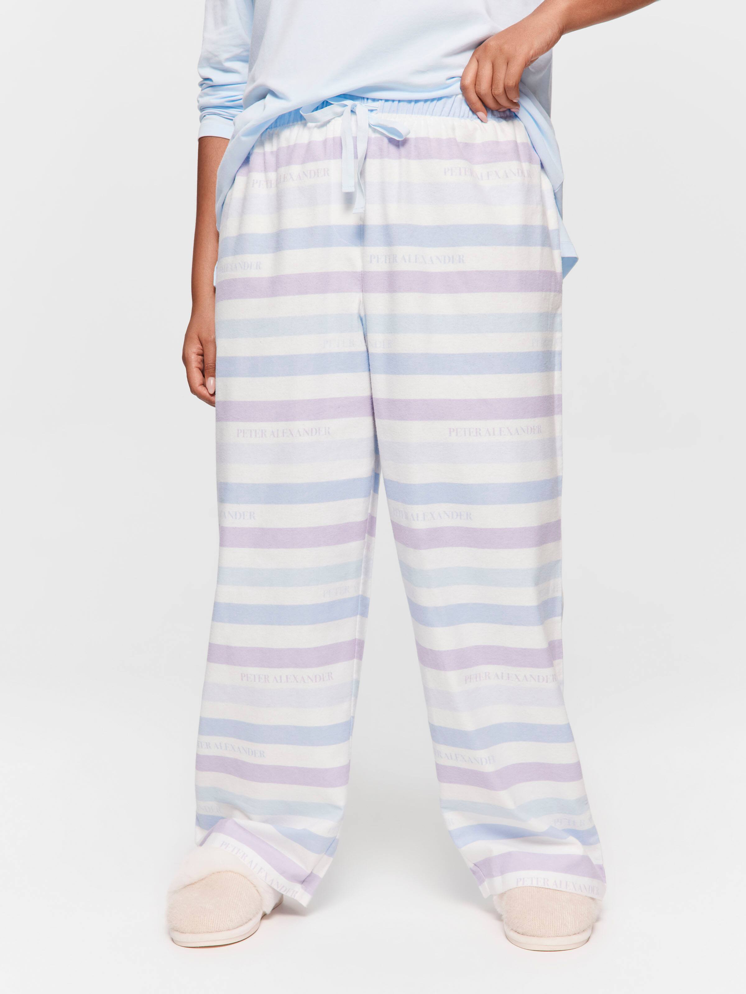 P.A. Plus Blue Logo Stripe Classic 100% Cotton Flannelette Pj Bottom