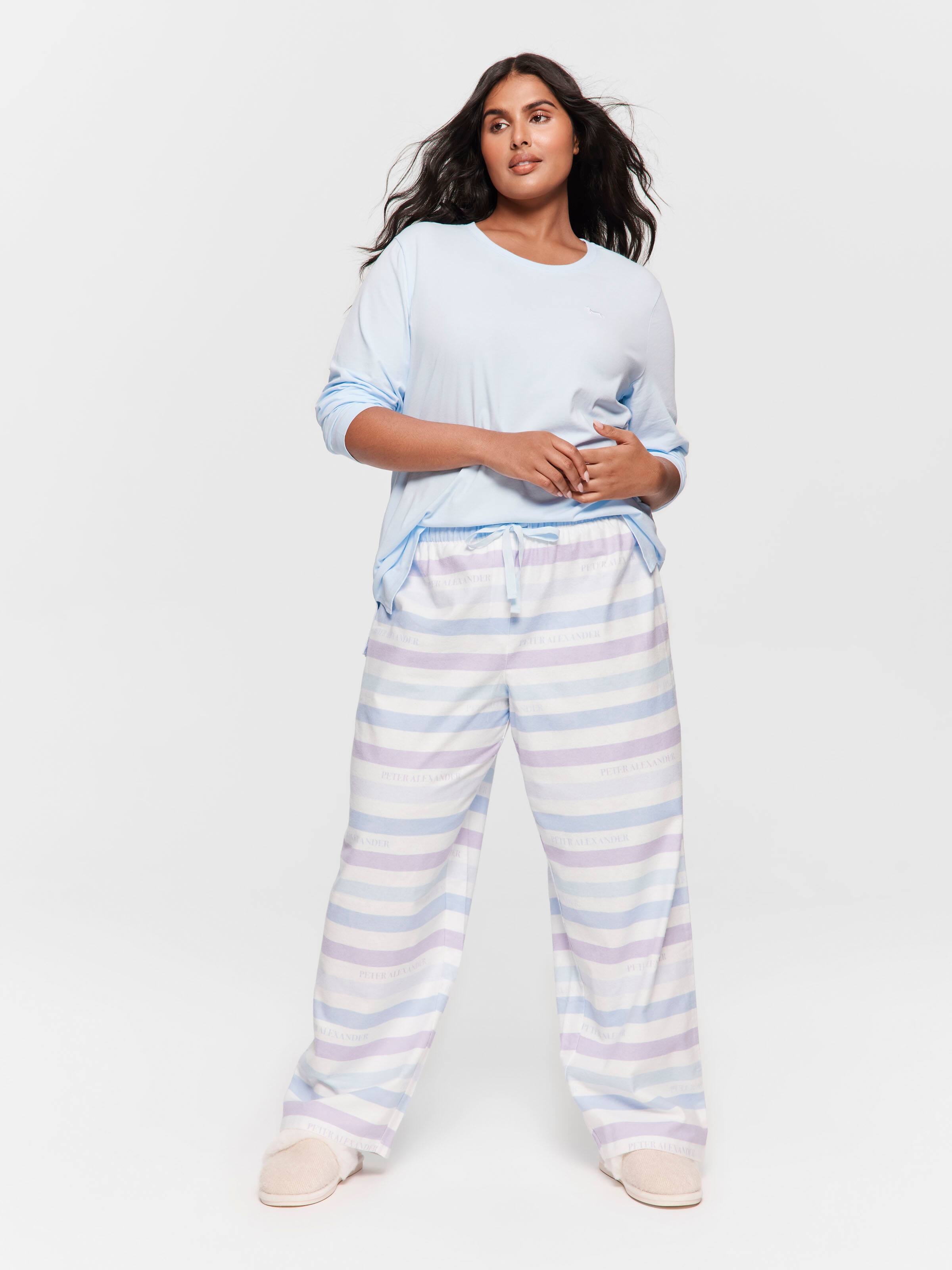 P.A. Plus Blue Logo Stripe Classic 100% Cotton Flannelette Pj Bottom