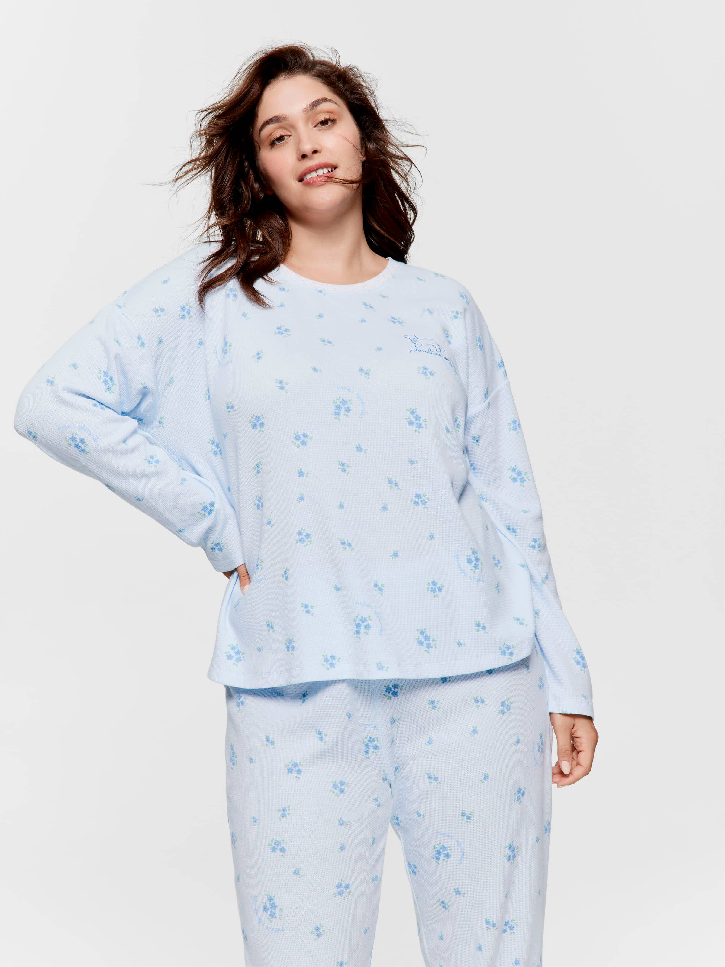 P.A. Plus Floral Waffle Pj Set