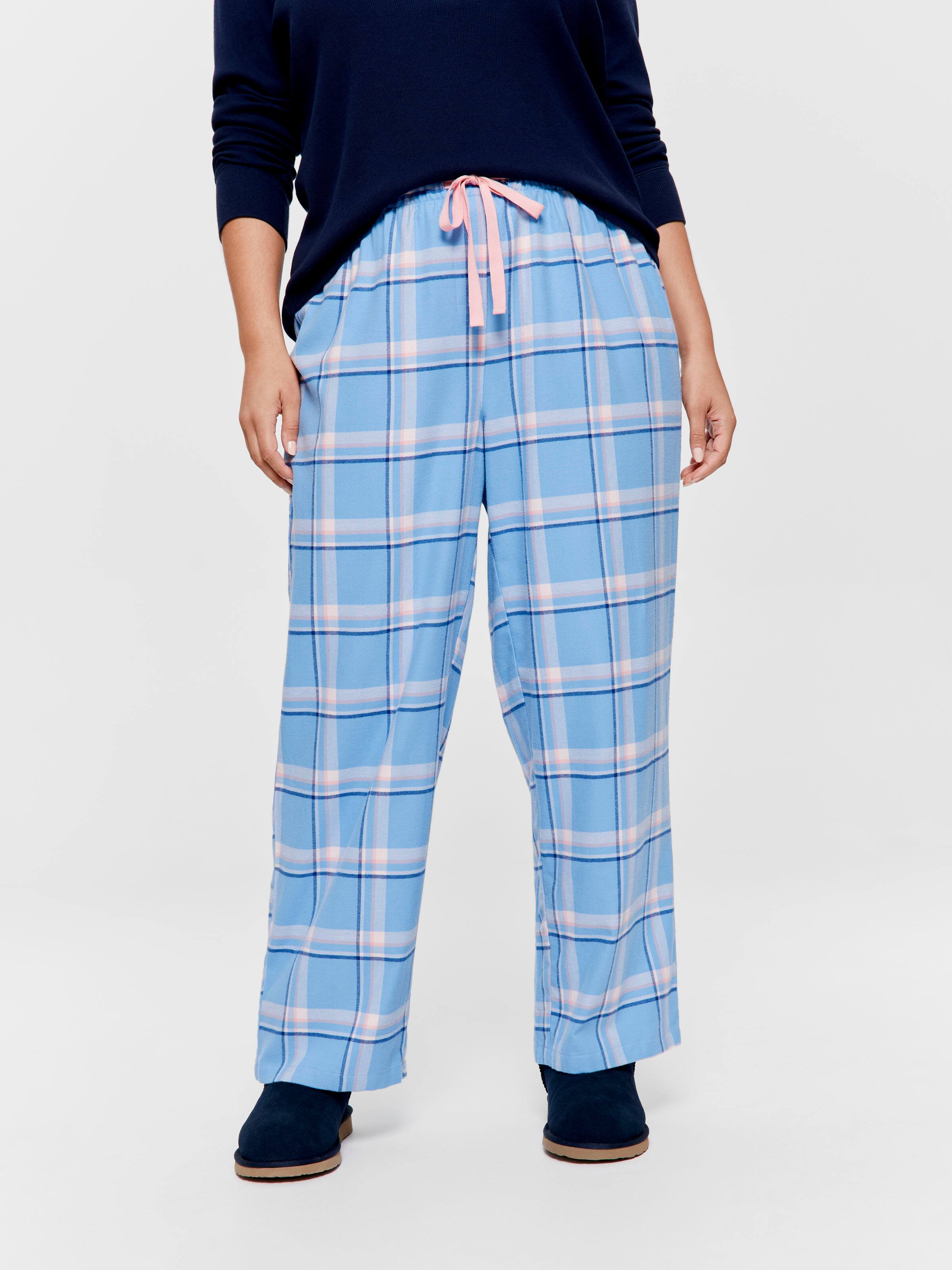 P.A. Plus Cornflower Check Classic 100% Cotton Flannelette Pj Bottom