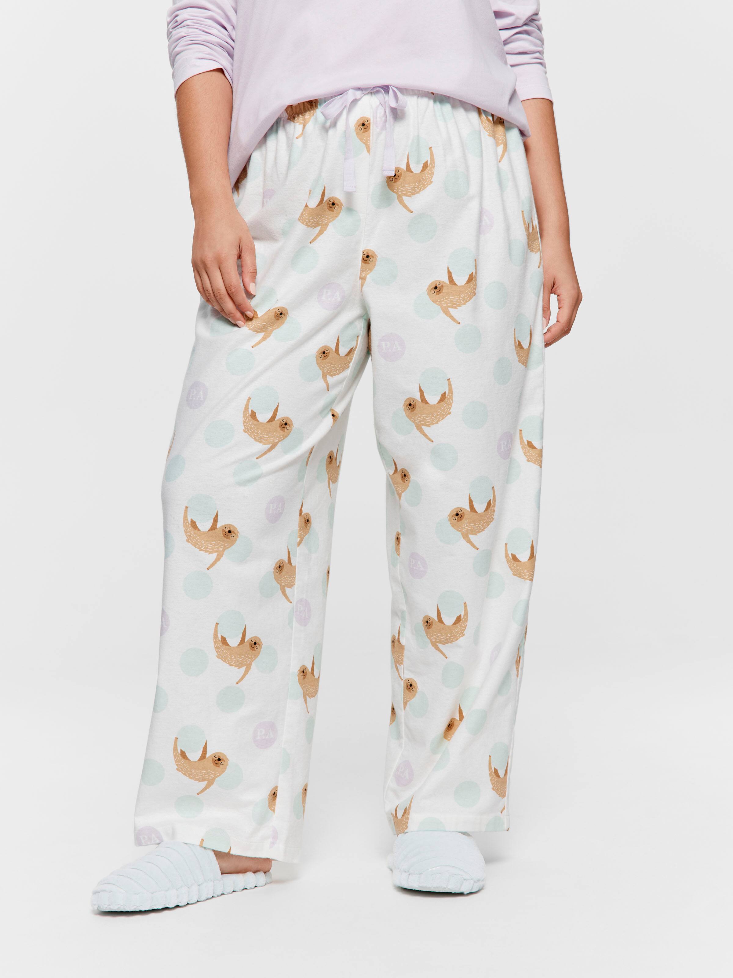 P.A. Plus Sloth Spots Classic 100% Cotton Flannelette Pj Bottom