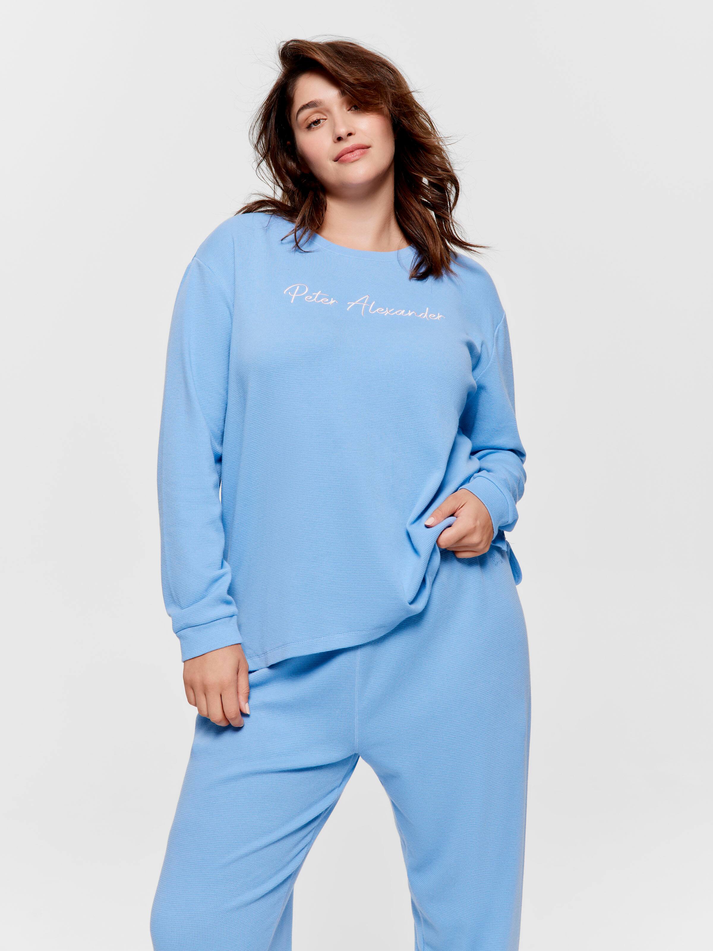 P.A. Plus Dusty Blue Long Sleeve Waffle Top