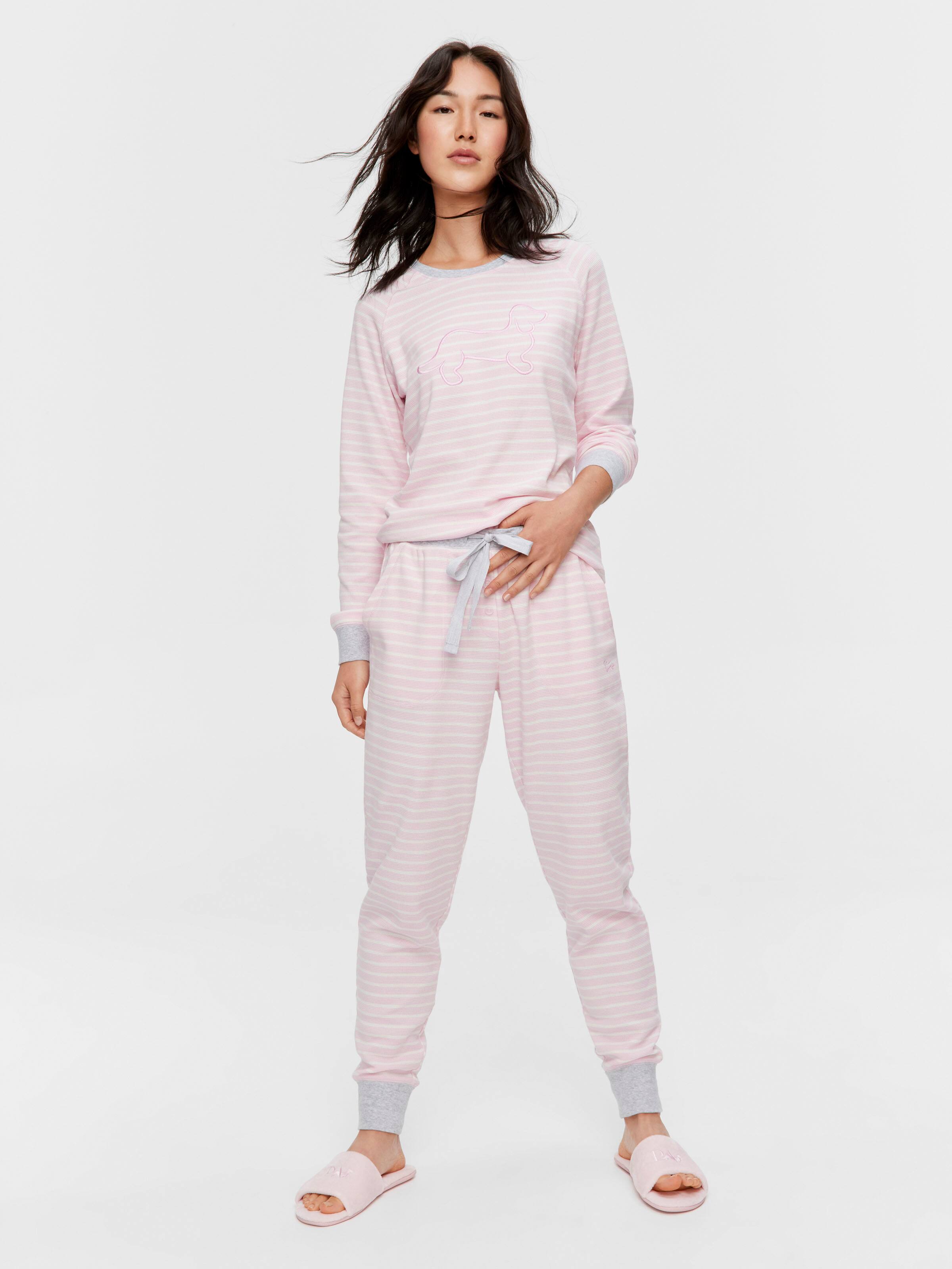 Pink Waffle Stripe Pj Bottom