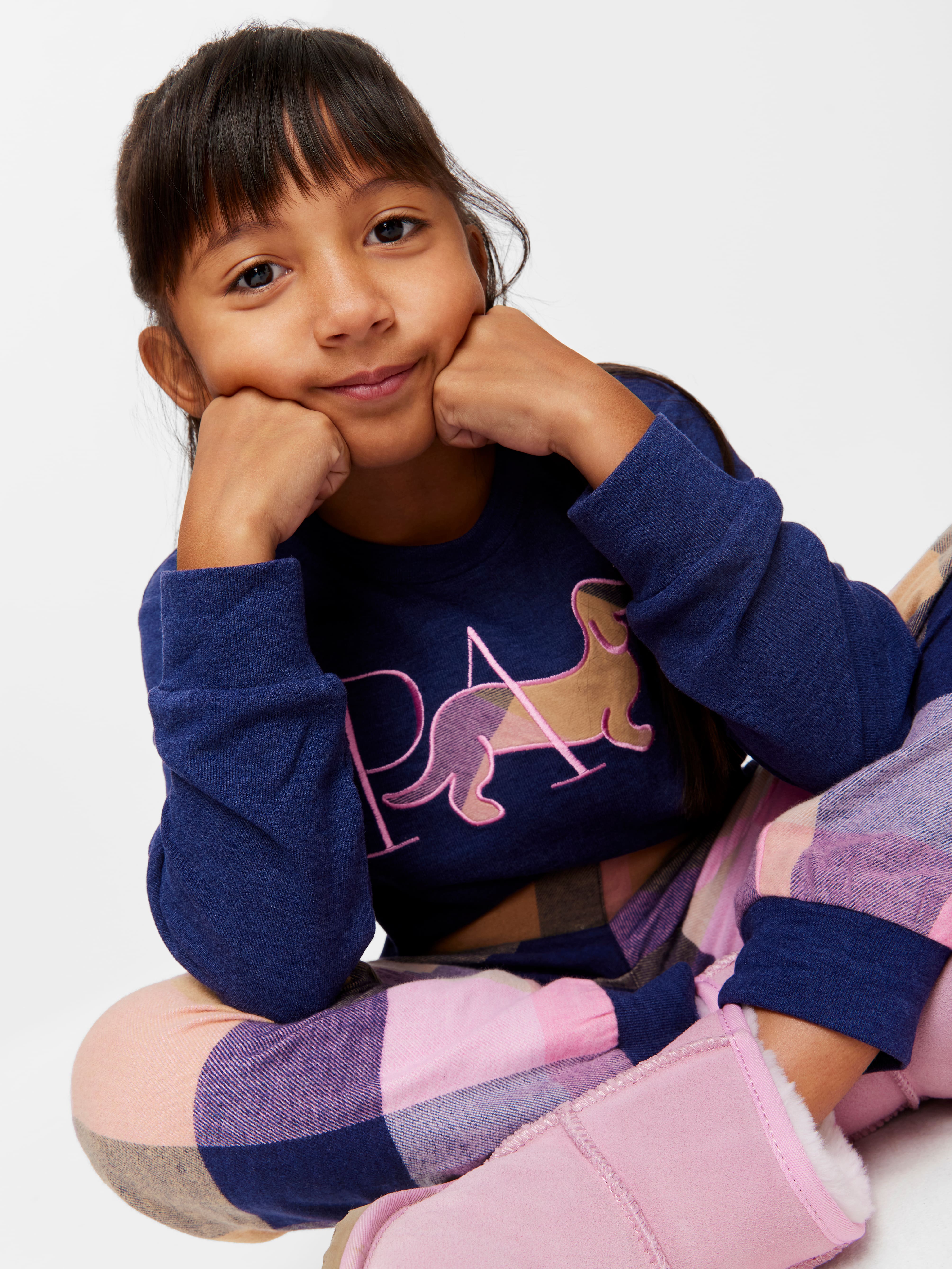 Jnr Girls Buffalo Check Long Pj Set