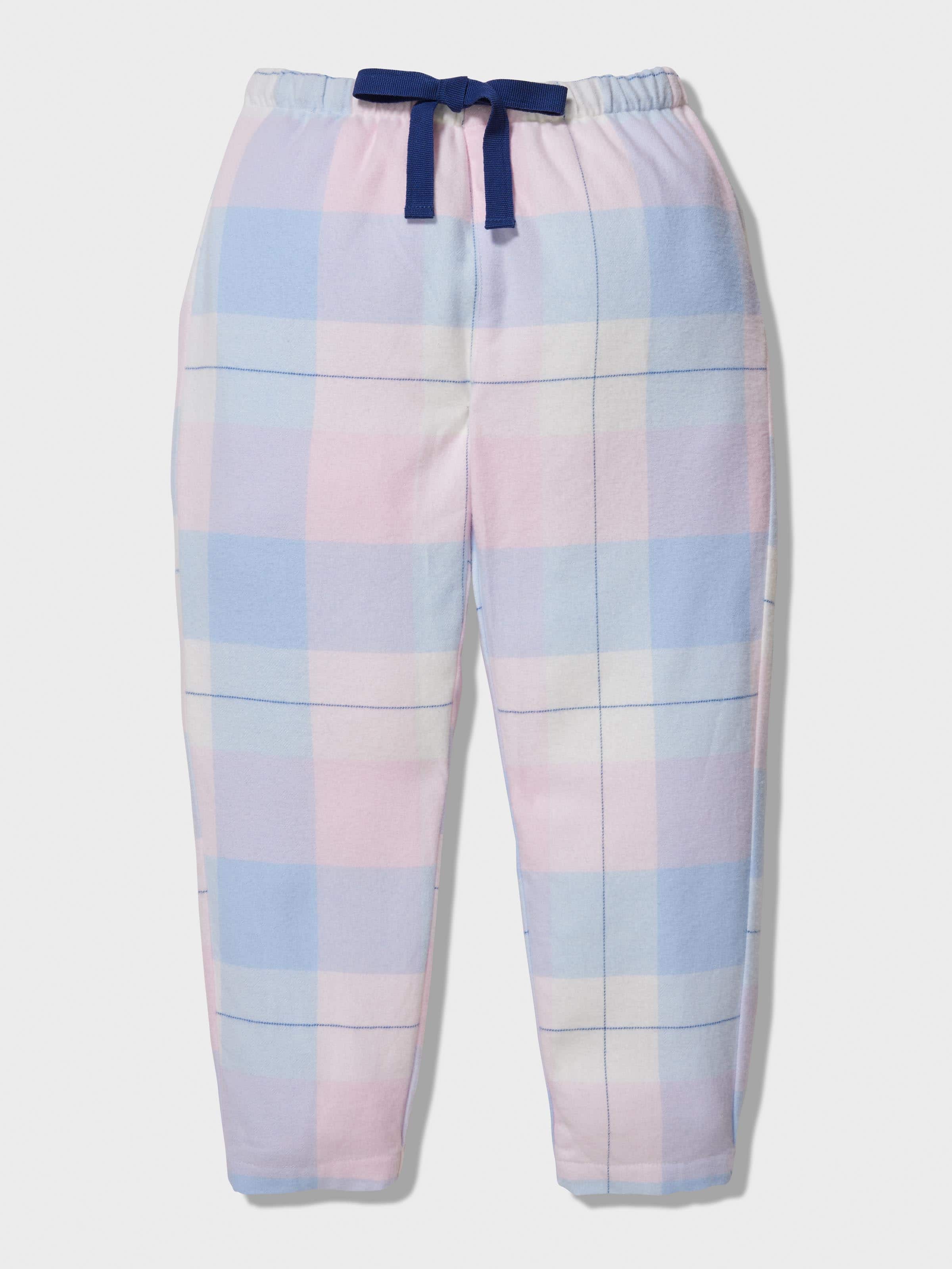 Jnr Girls Pink Check Long Pj Set