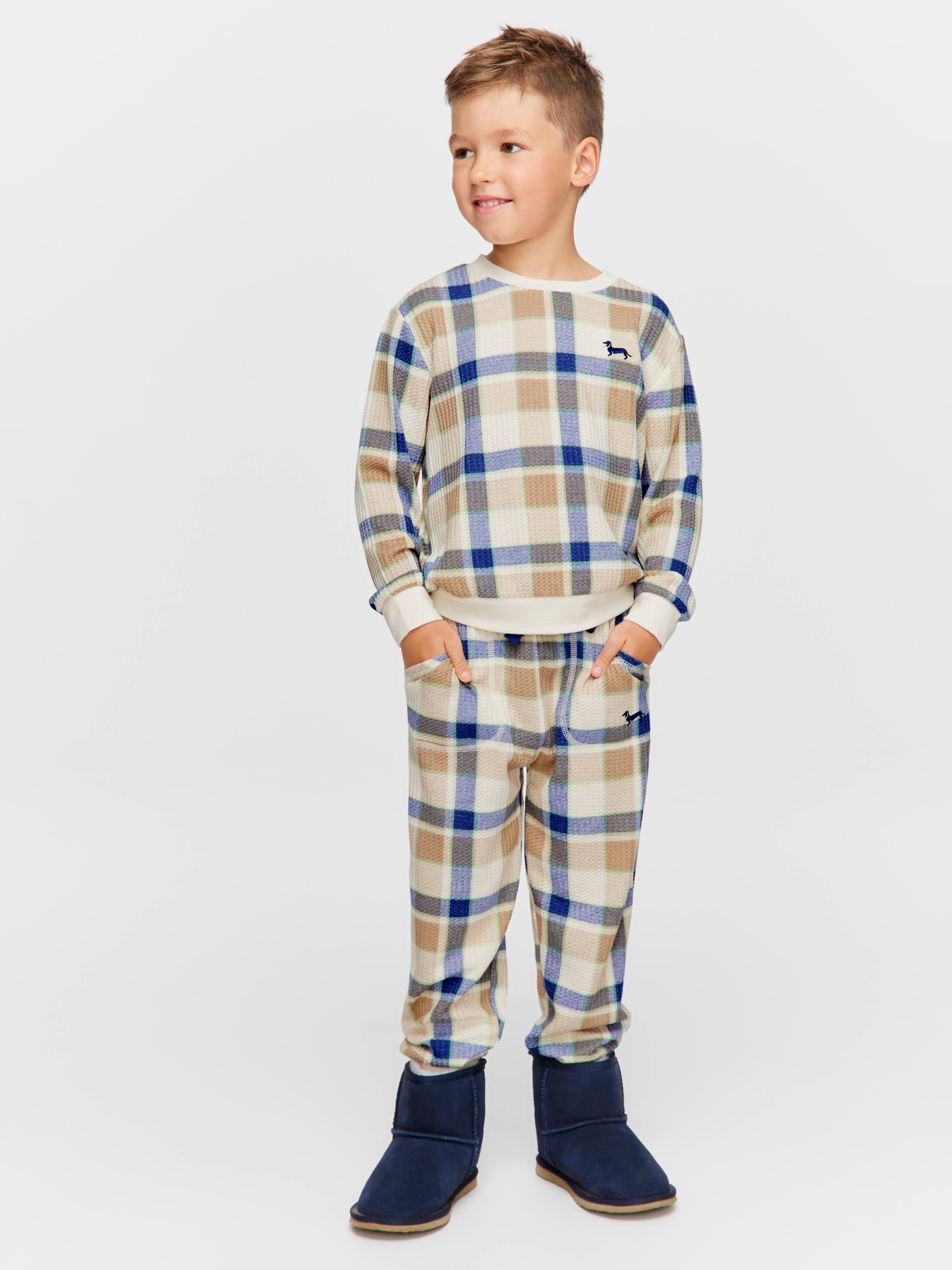 Jnr Boys Check Waffle Pj Set