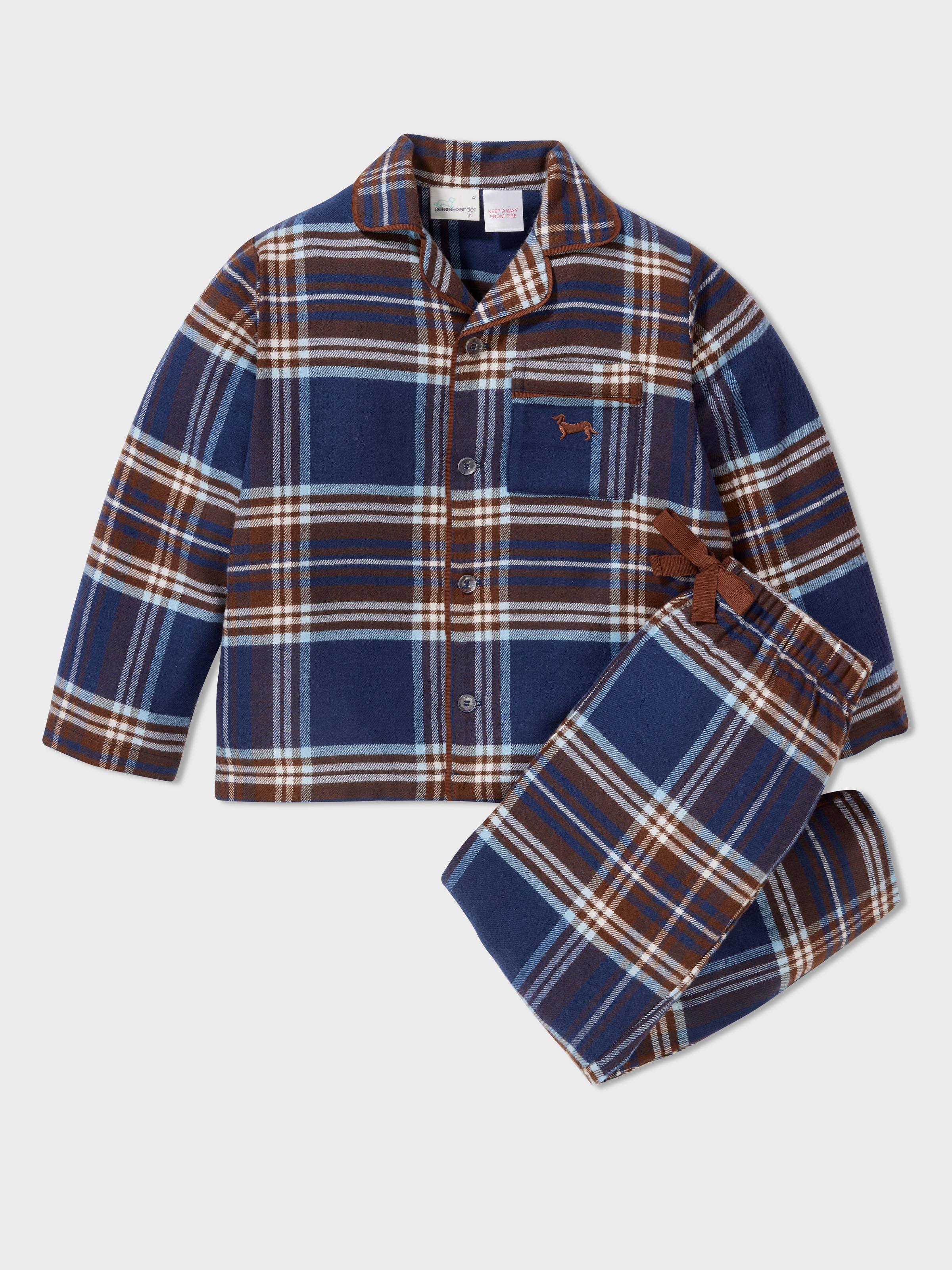 Boys Navy Check Pj Set