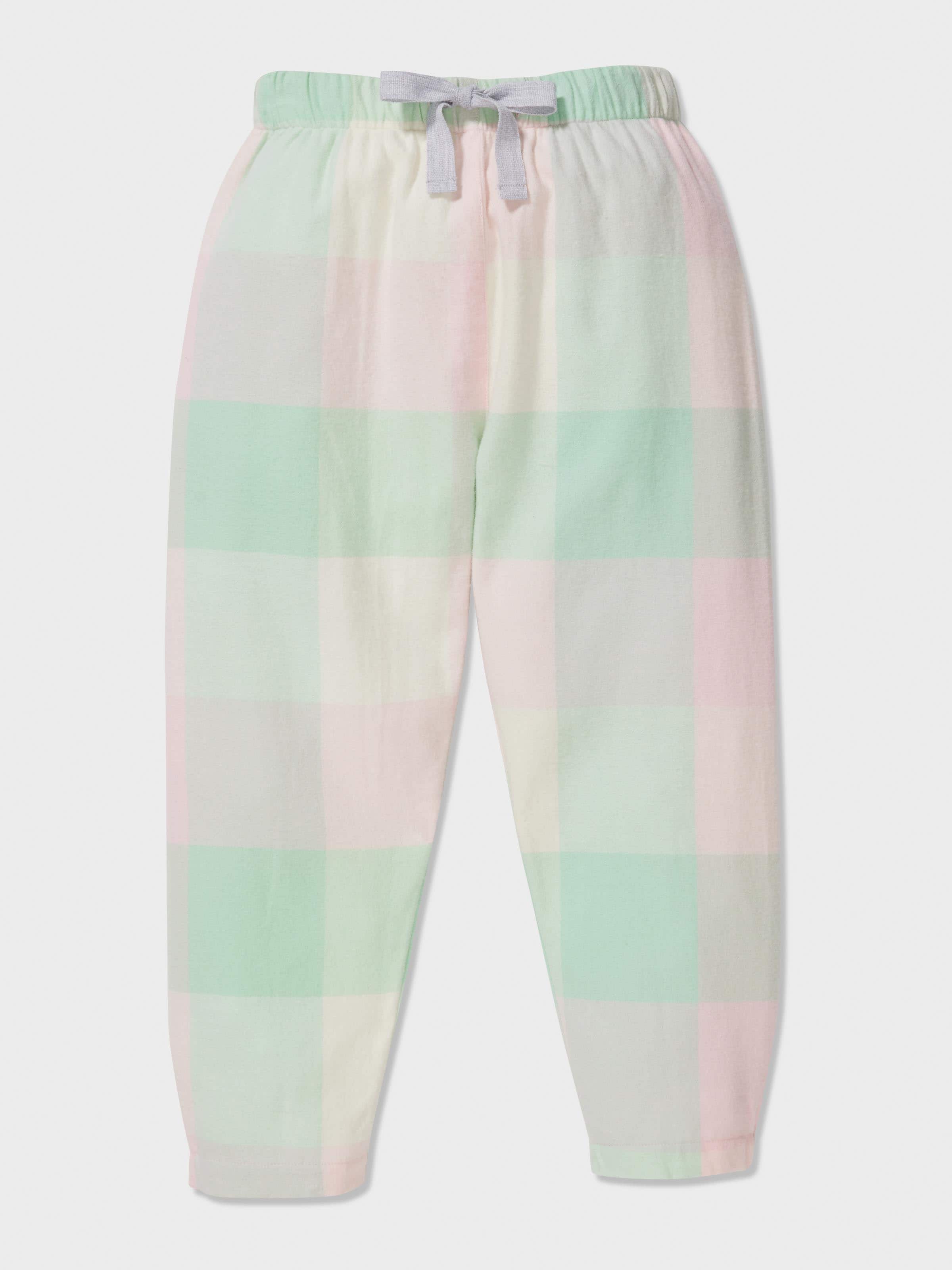 Girls Pink Check Pj Set