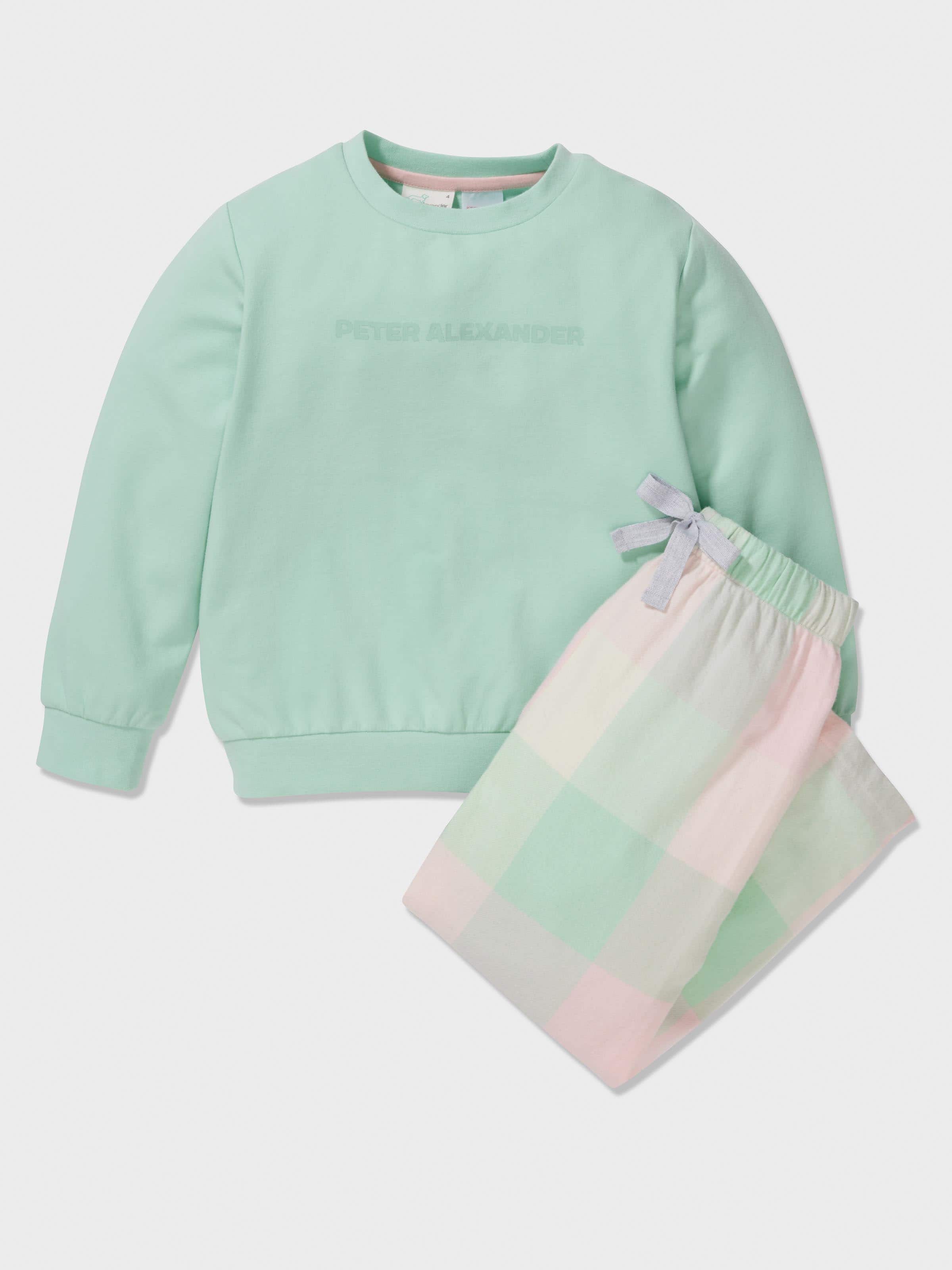 Girls Pink Check Pj Set