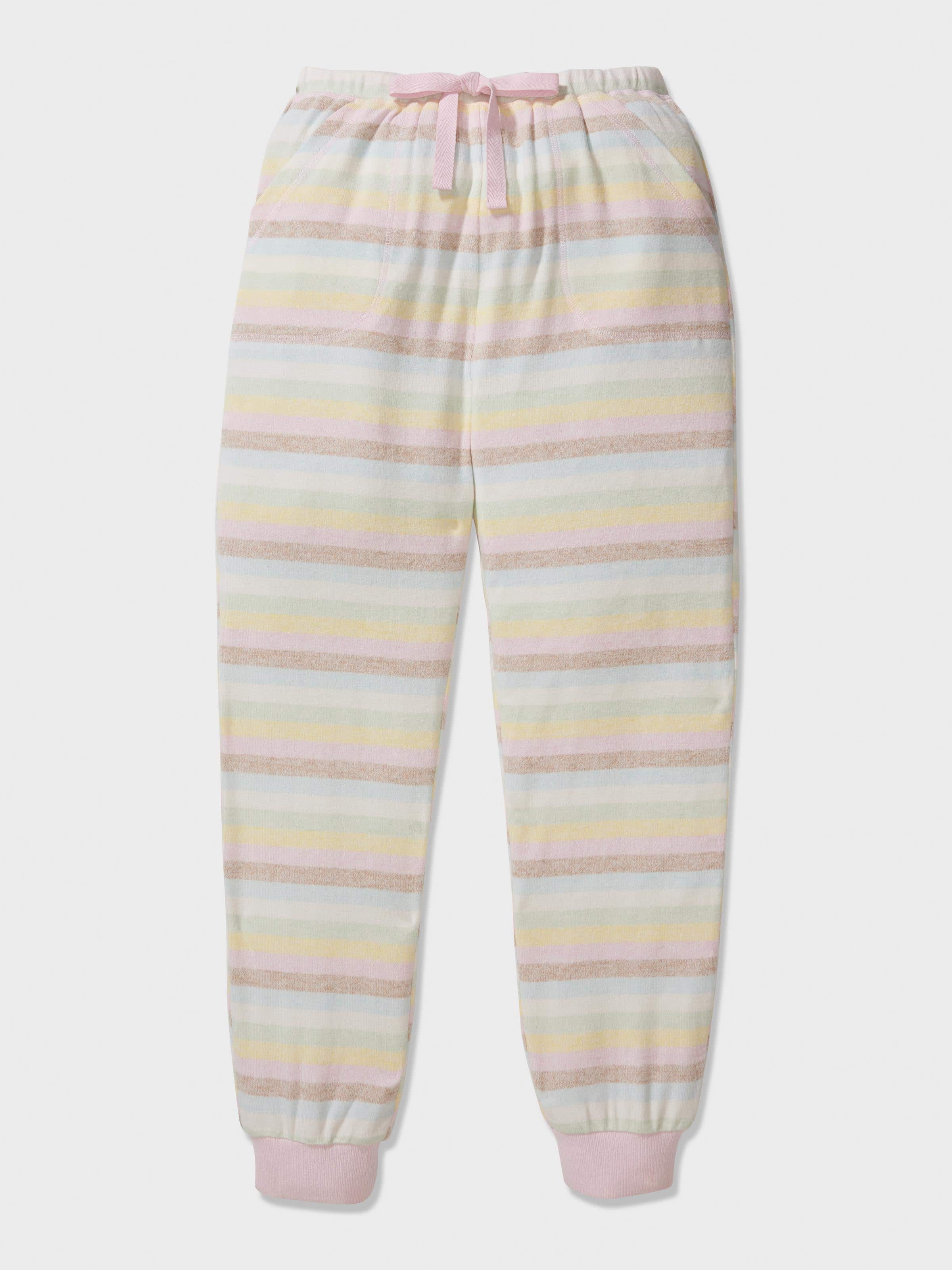Jnr Girls Fuzzy Pastel Stripe Pj Set
