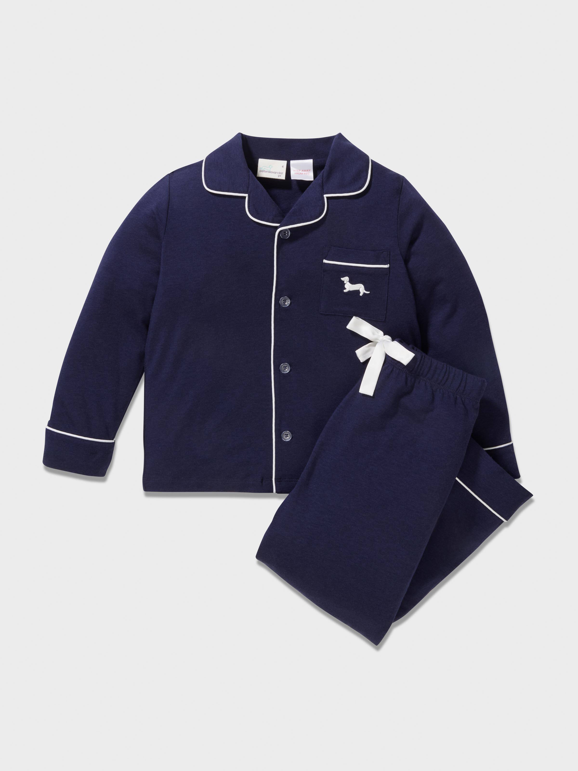 Kids Navy Bamboo Classic Pj Set