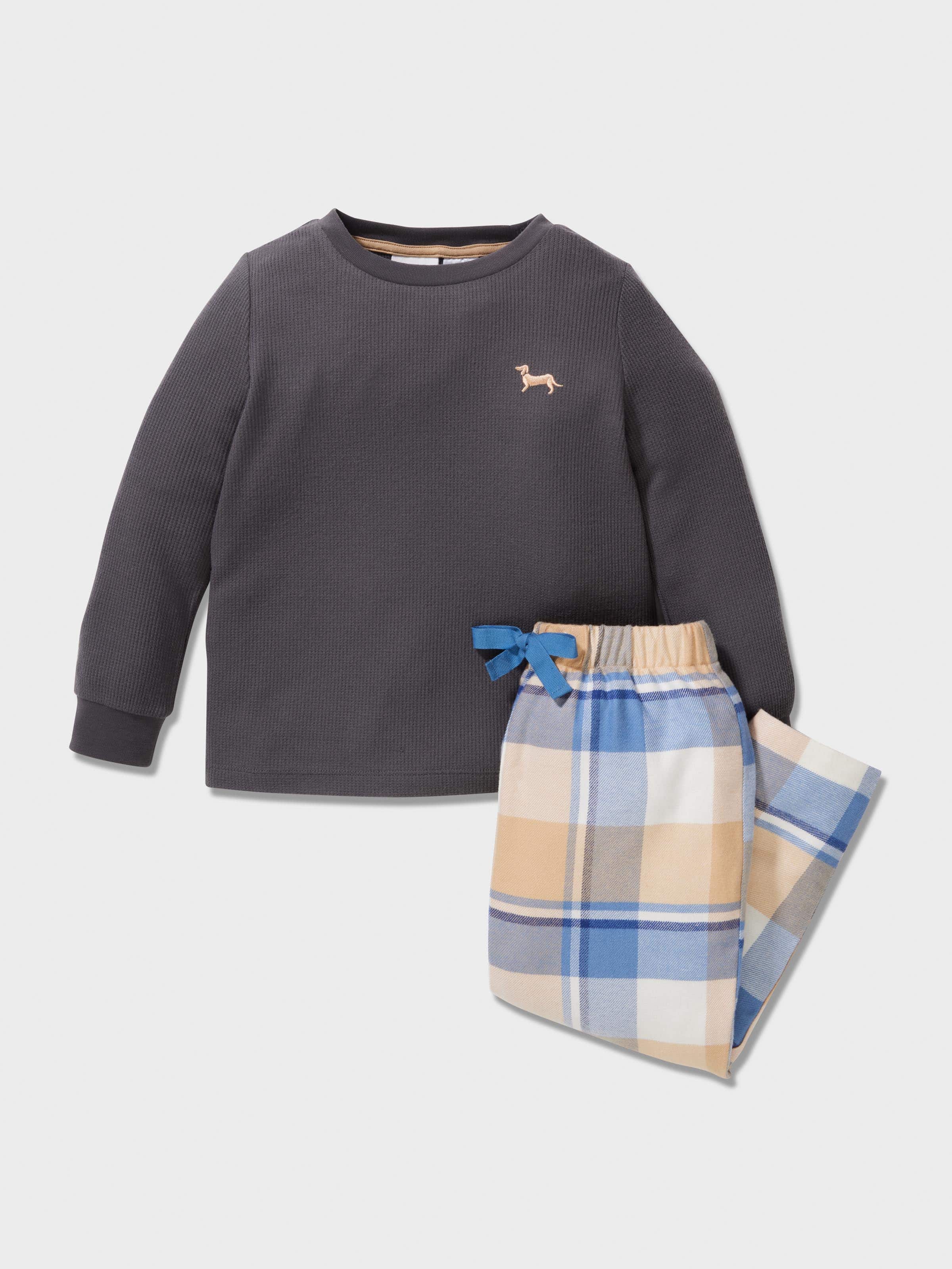 Jnr Boys Waffle Check Pj Set