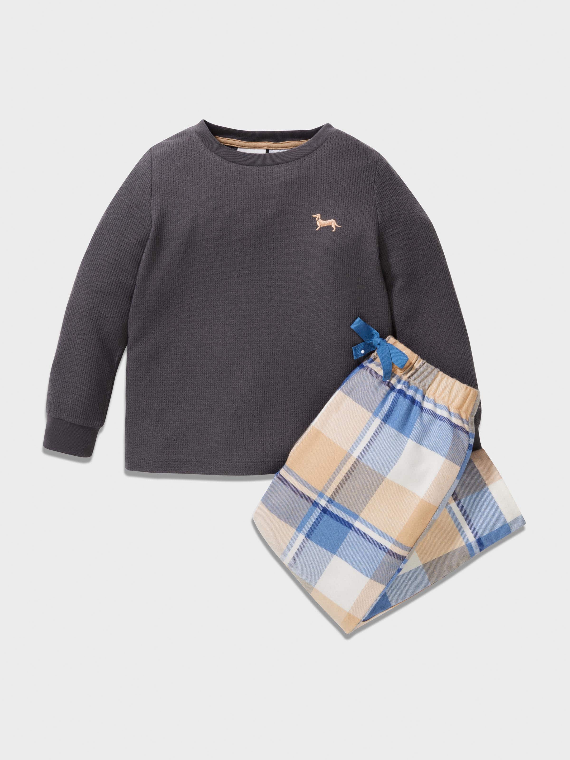 Boys Waffle Check Pj Set