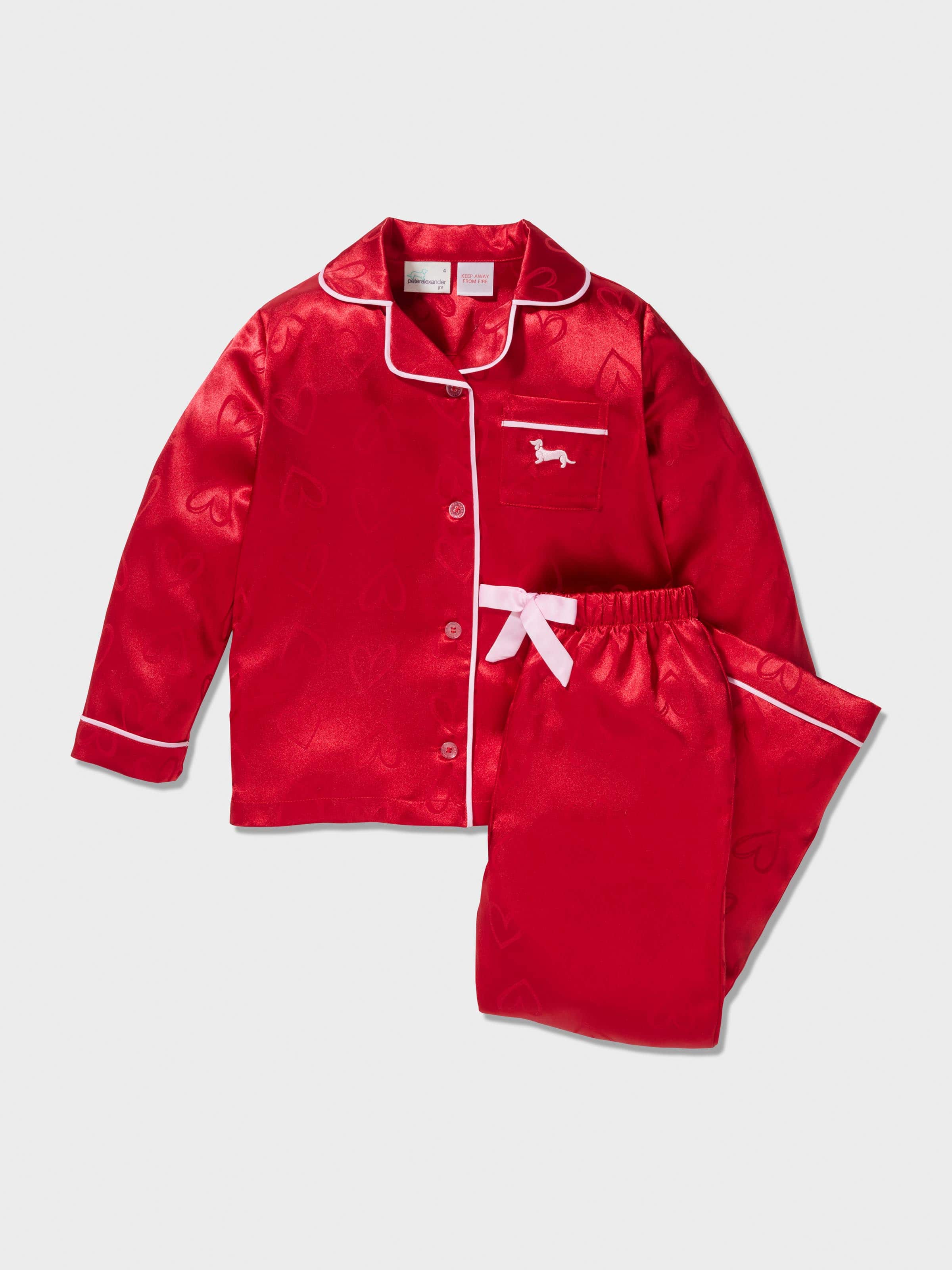 Jnr Girls Red Satin Pj Set