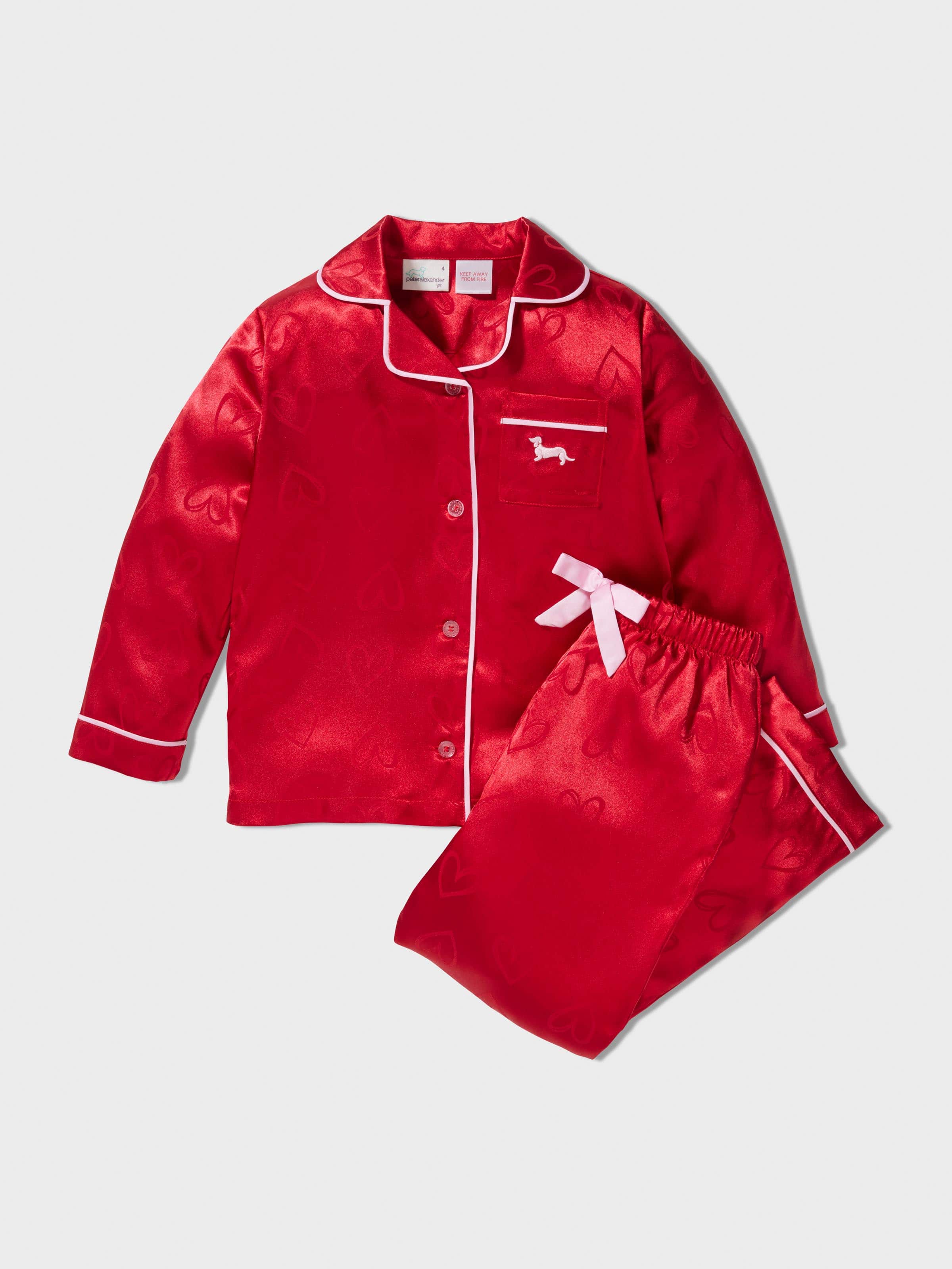 Girls Red Satin Pj Set