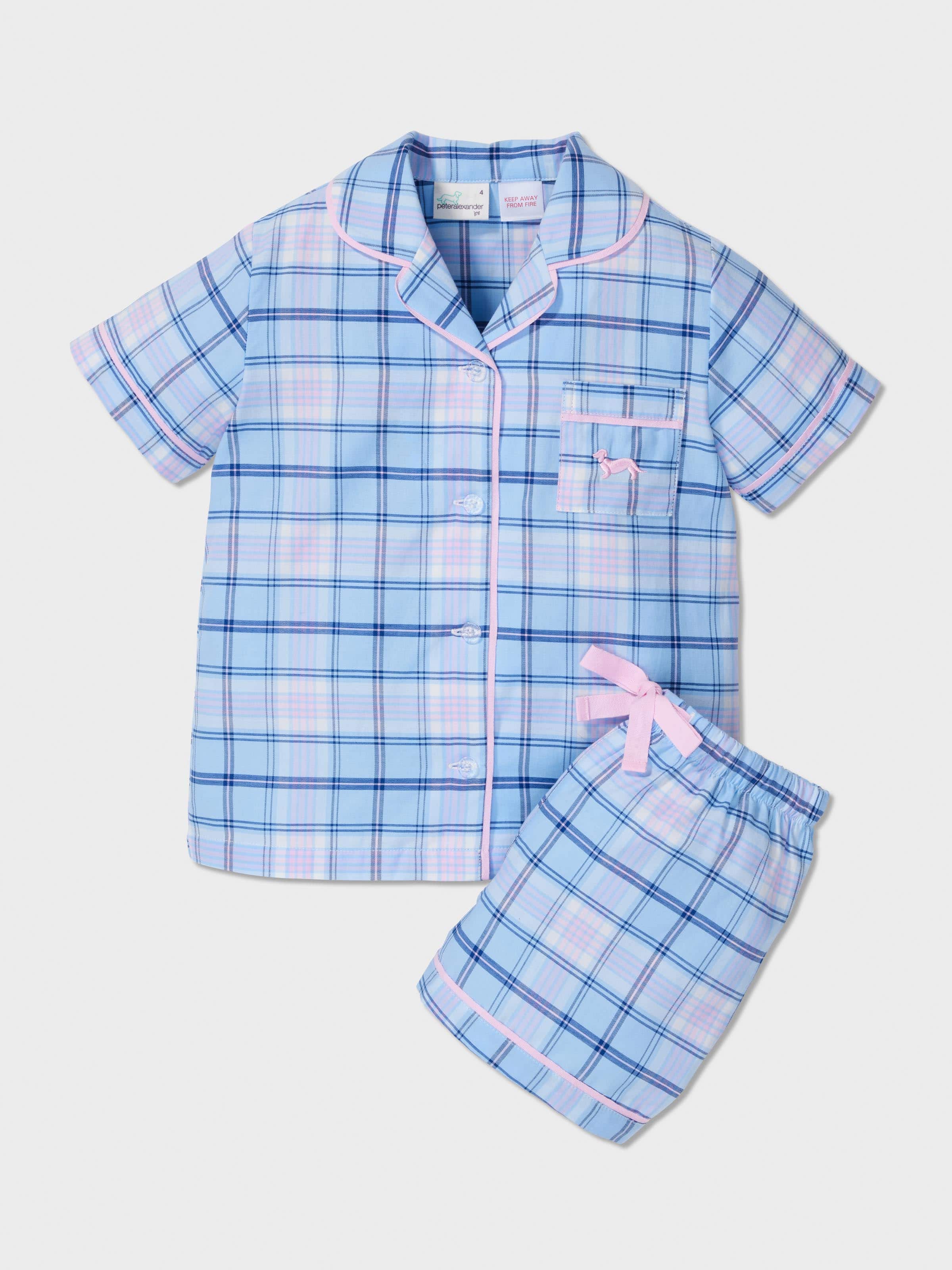Girls Soft Check Classic Short Pj Set