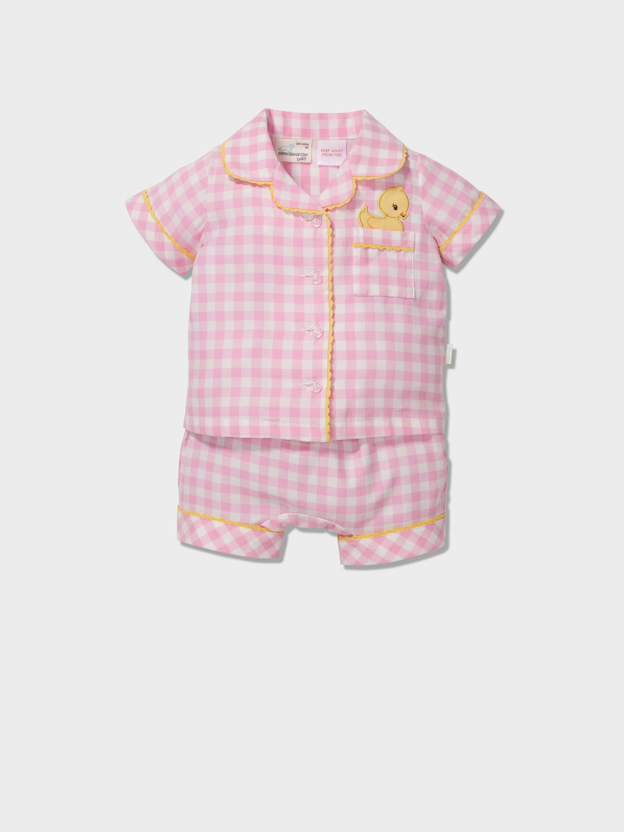 Baby Pink Gingham Classic Shortie Pj Set