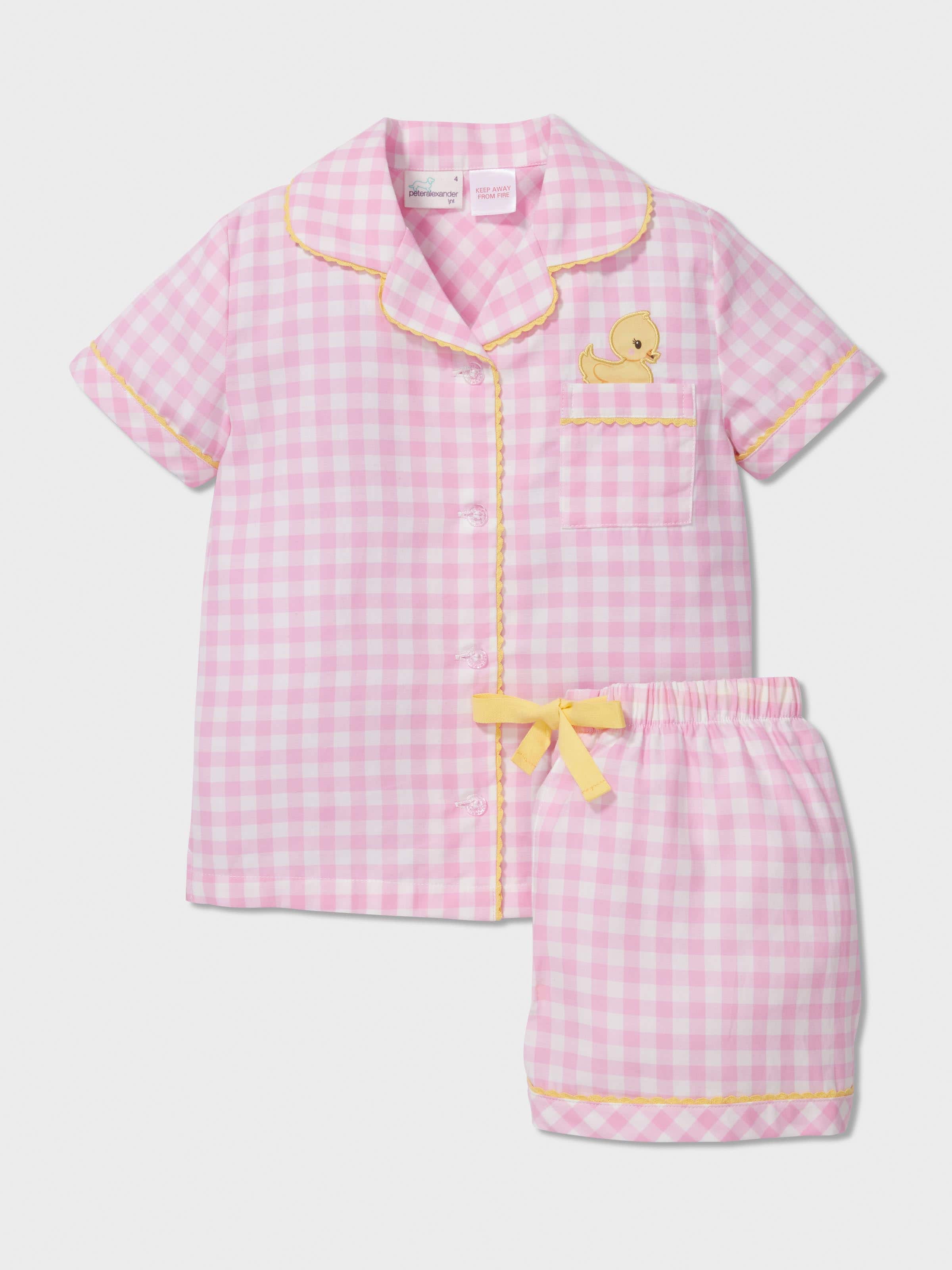 Image for Jnr Girls Pink Gingham Classic Shortie Pj Set from Peter Alexander