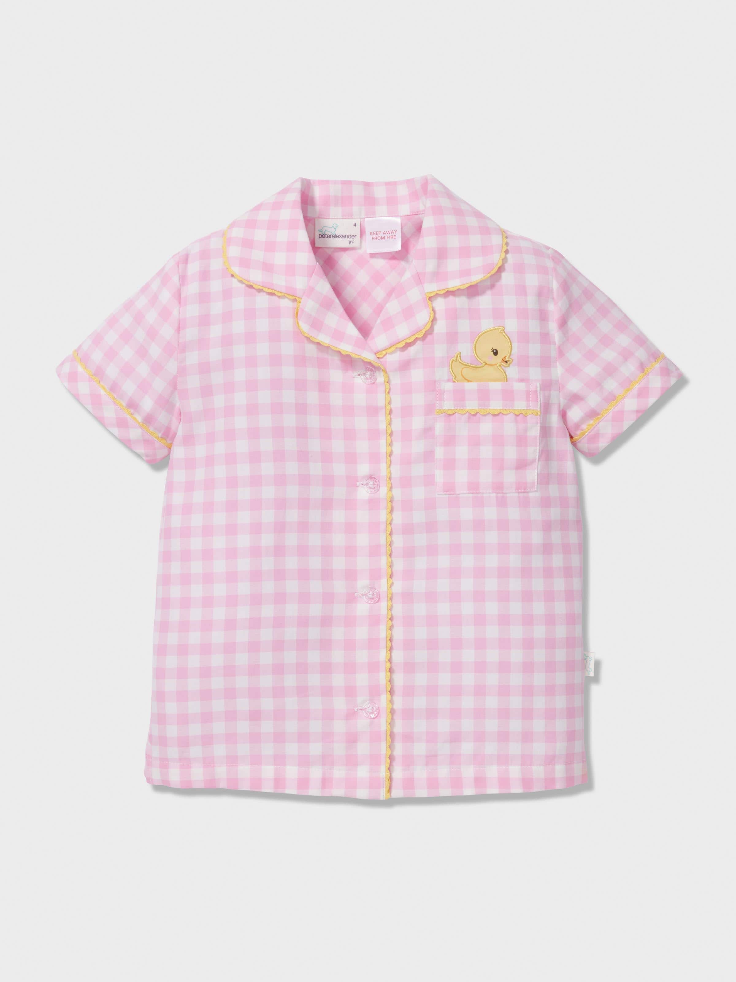 Image for Jnr Girls Pink Gingham Classic Shortie Pj Set from Peter Alexander