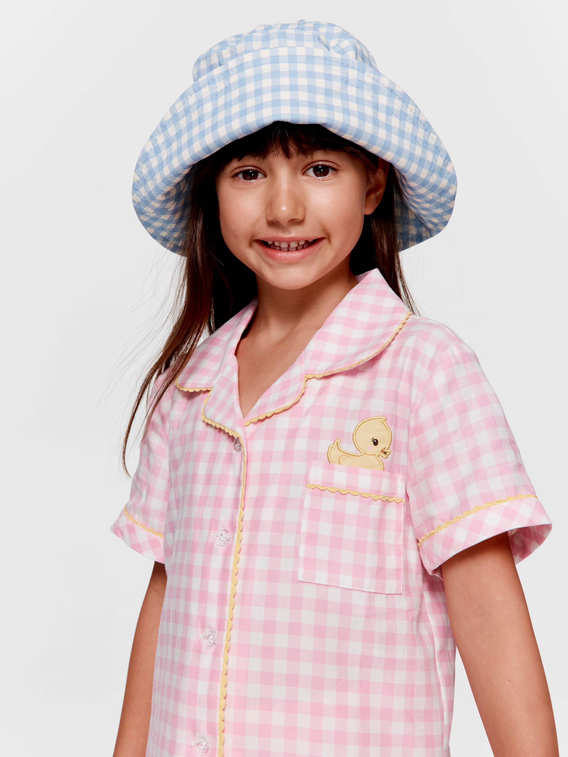 Image for Jnr Girls Pink Gingham Classic Shortie Pj Set from Peter Alexander
