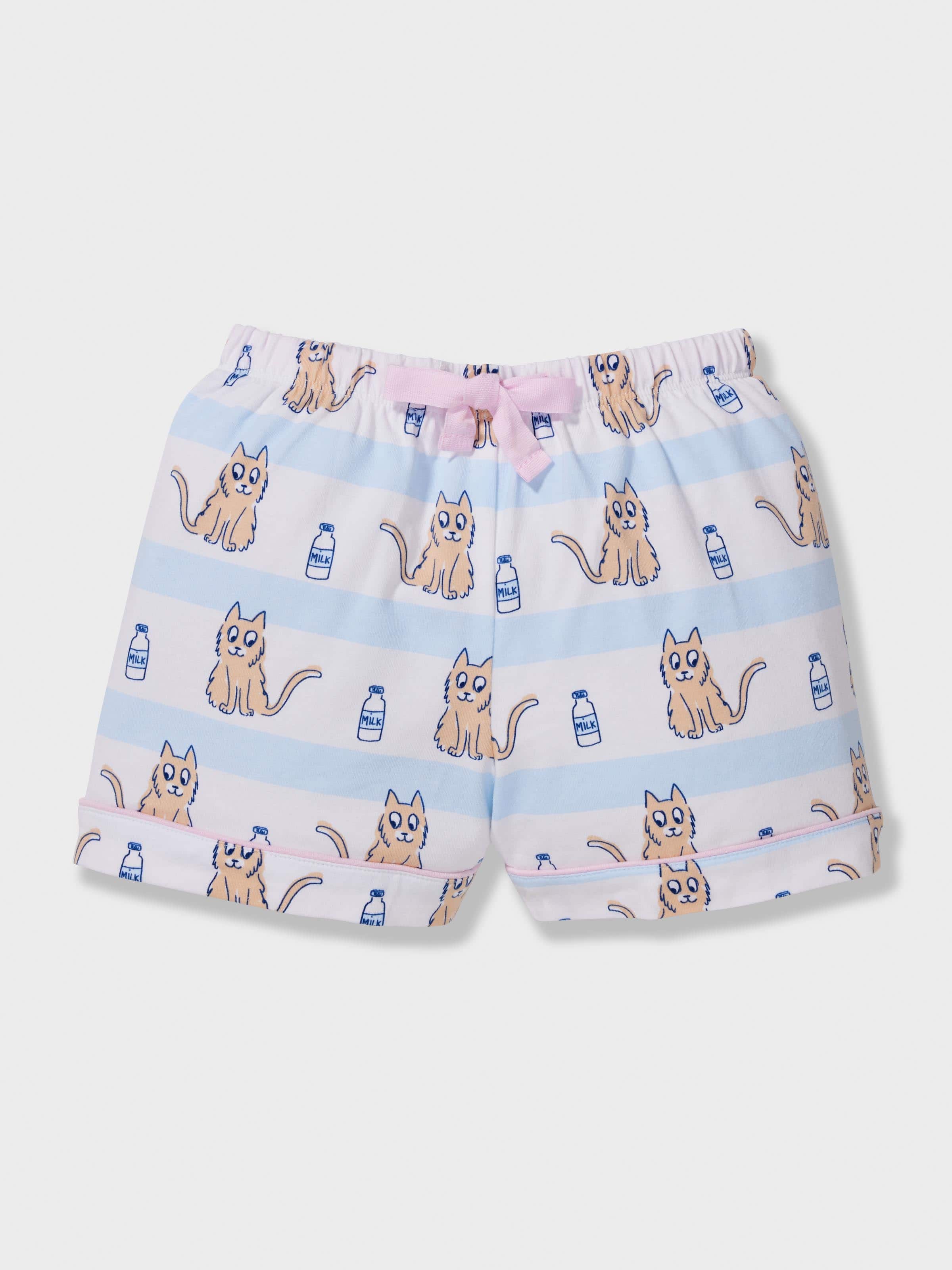 Jnr Girls Milk Cat Classic Shortie Pj Set