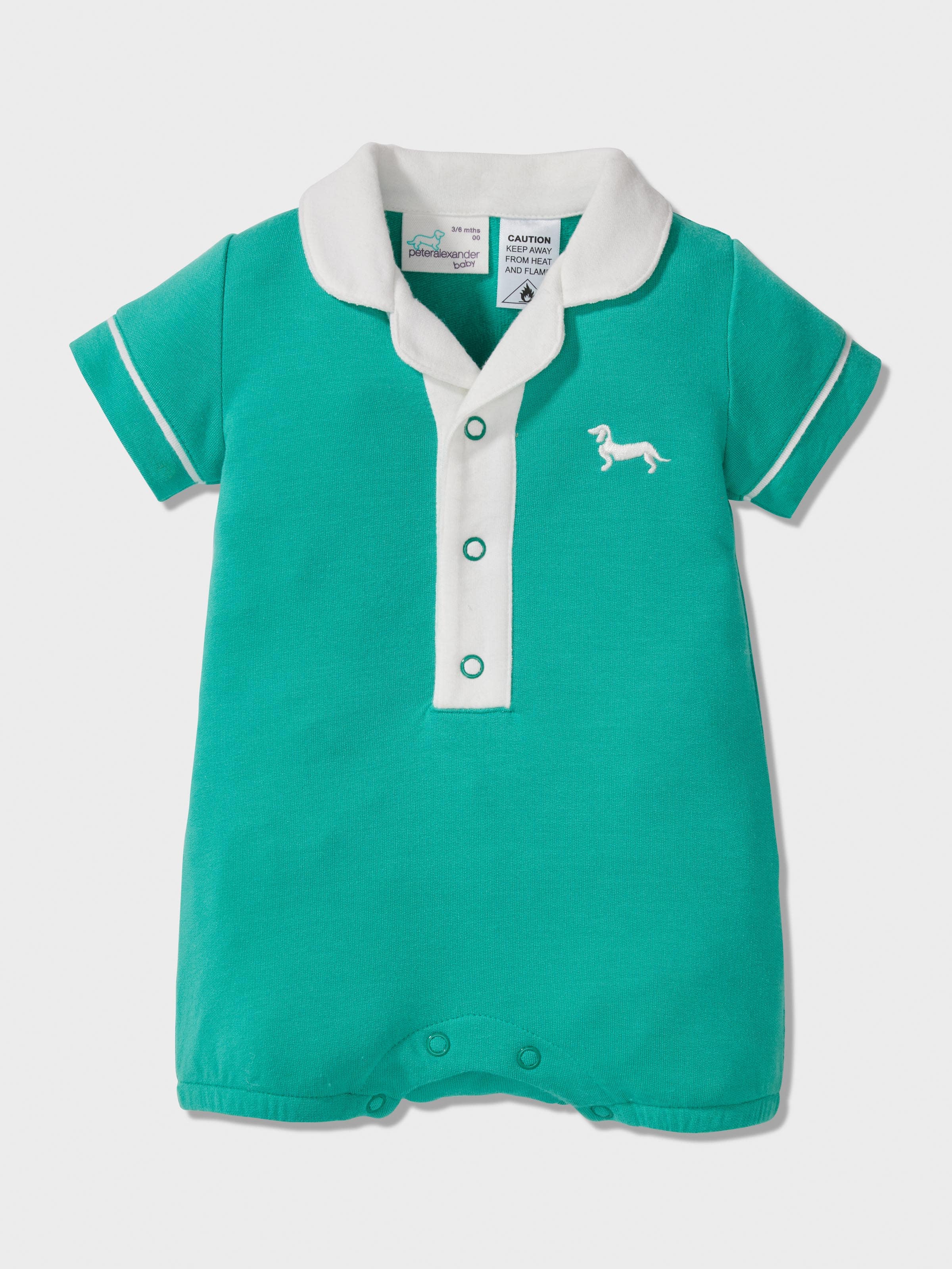Image for Baby Green Polo Romper from Peter Alexander