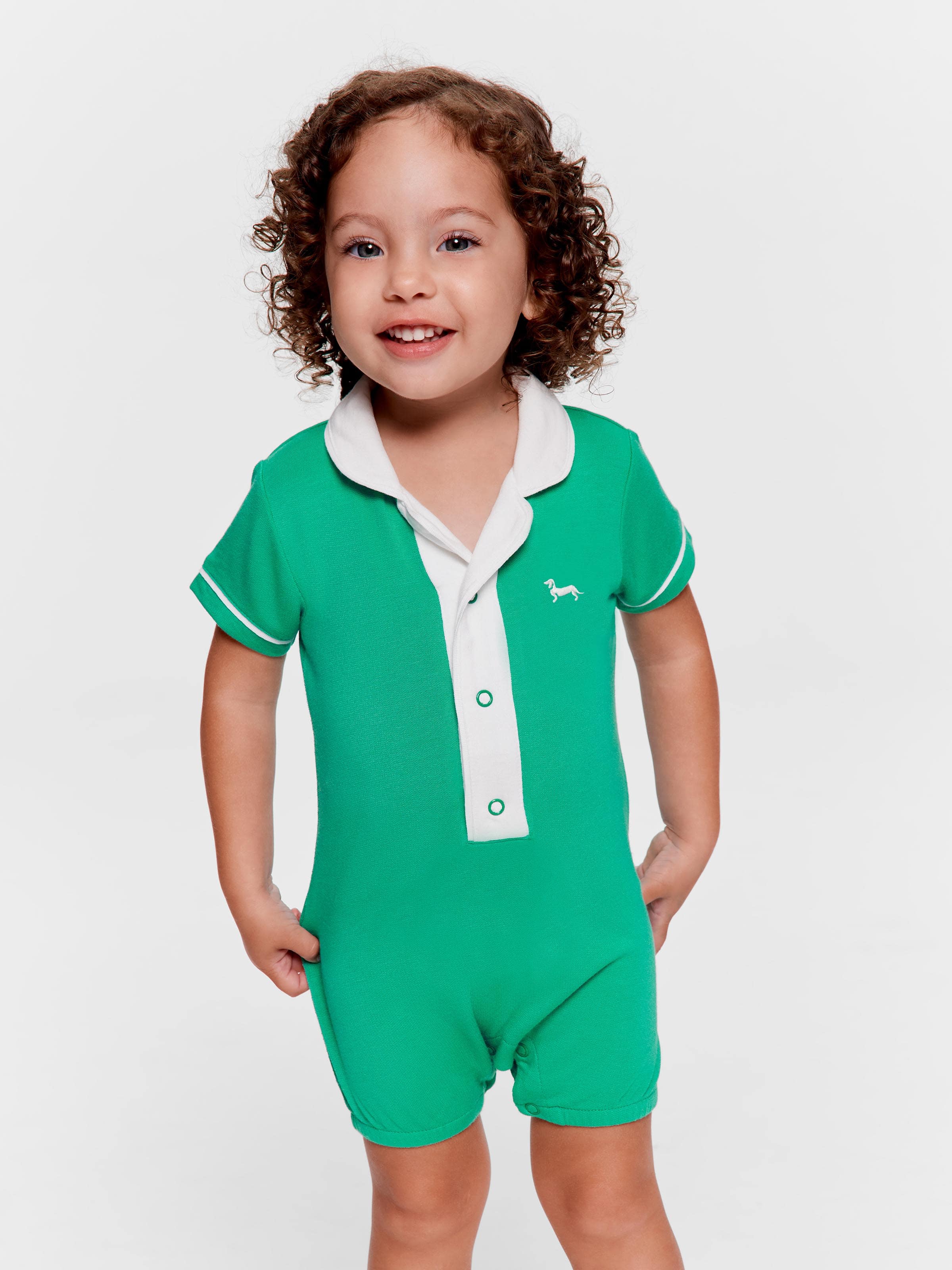 Baby Green Polo Romper