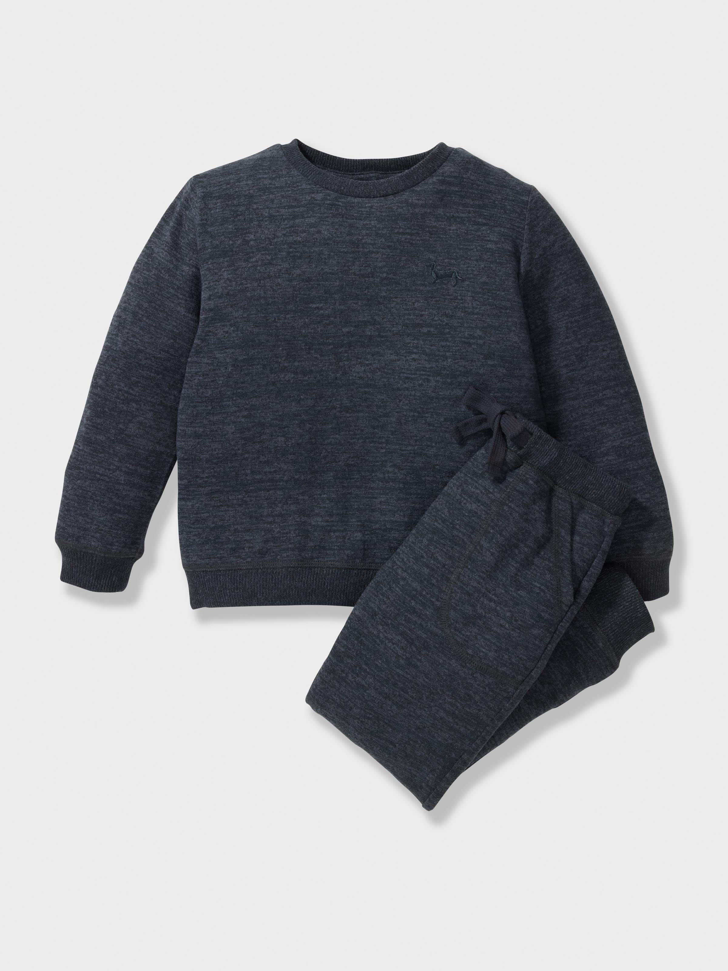 Kids Charcoal Plush Long Pj Set