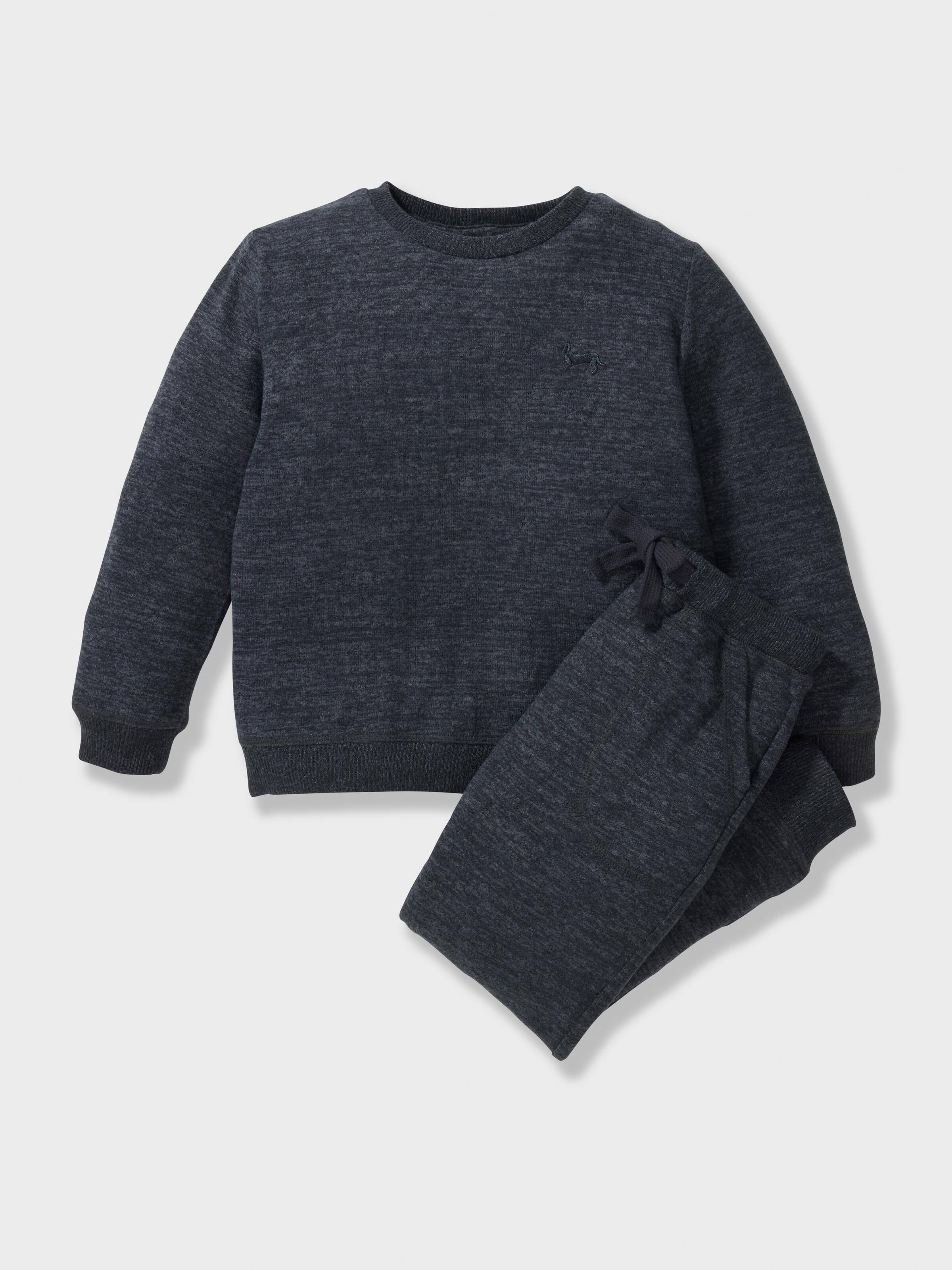 Kids Charcoal Plush Long Pj Set