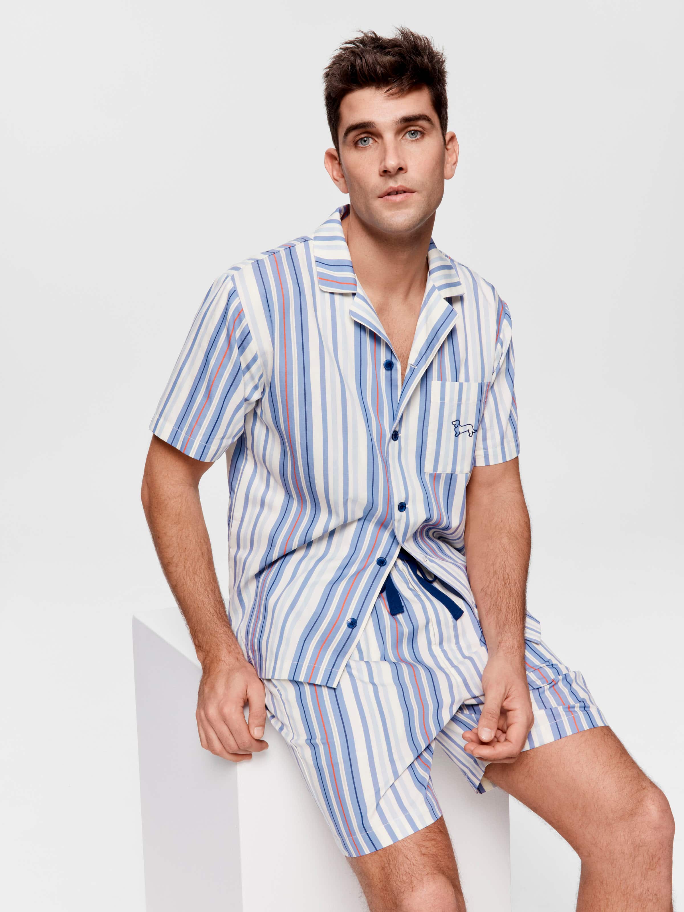 Barcode Stripe Short Sleeve Pj Set