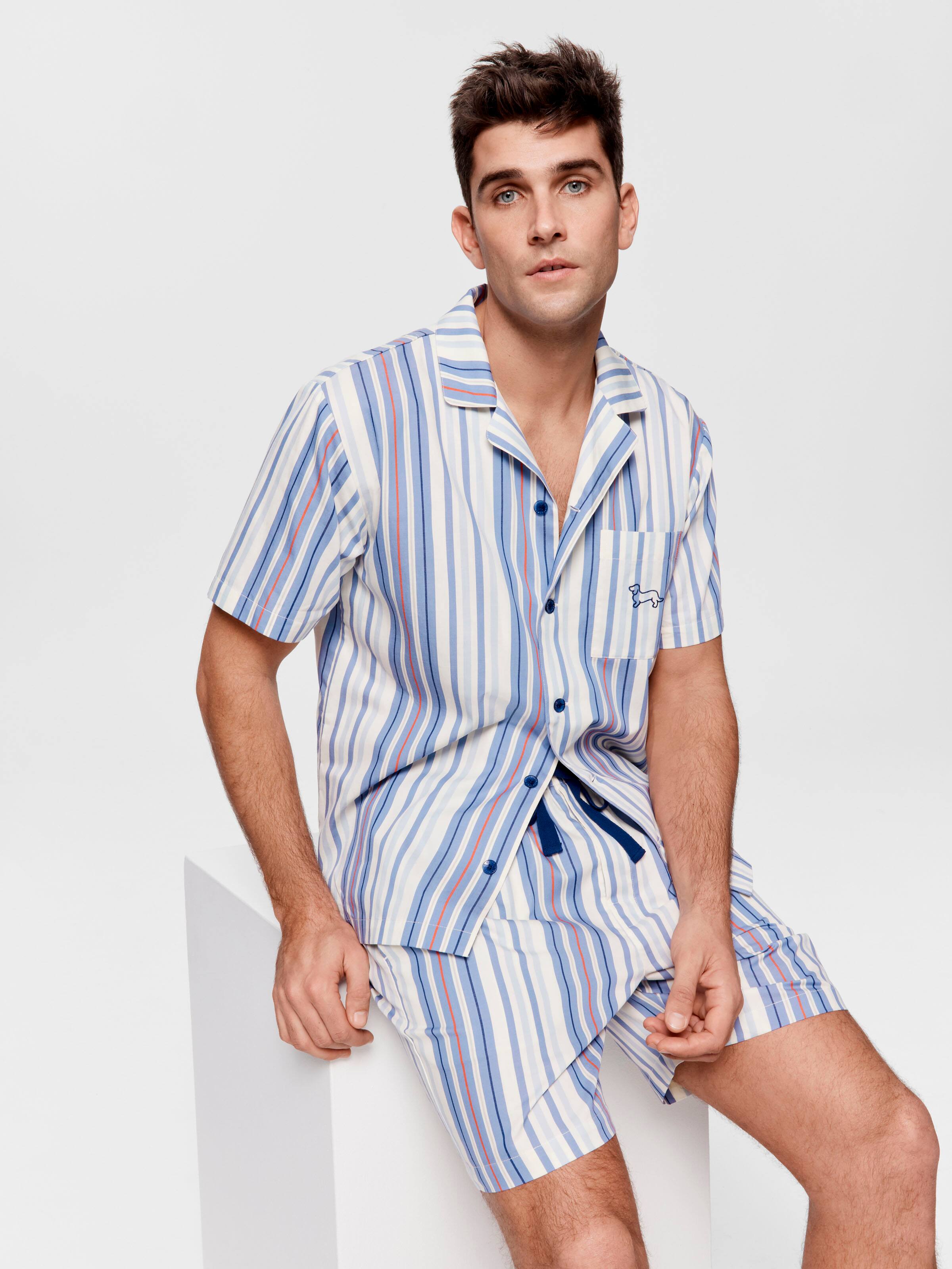 Barcode Stripe Short Sleeve Pj Set