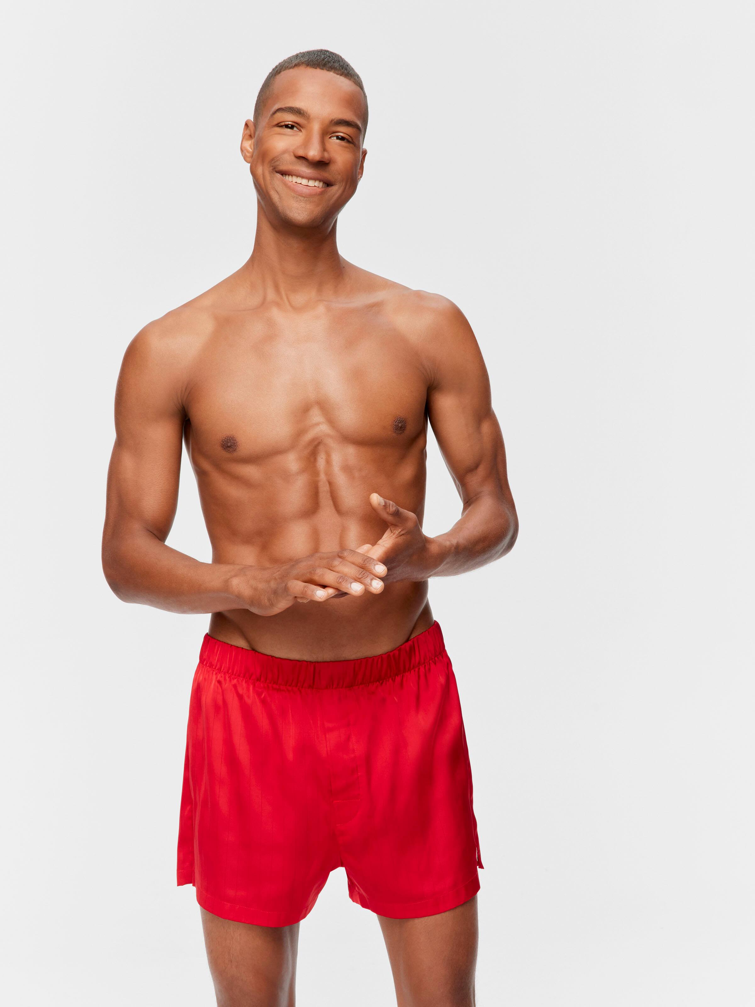 Red Pinstripe Satin Boxer Short