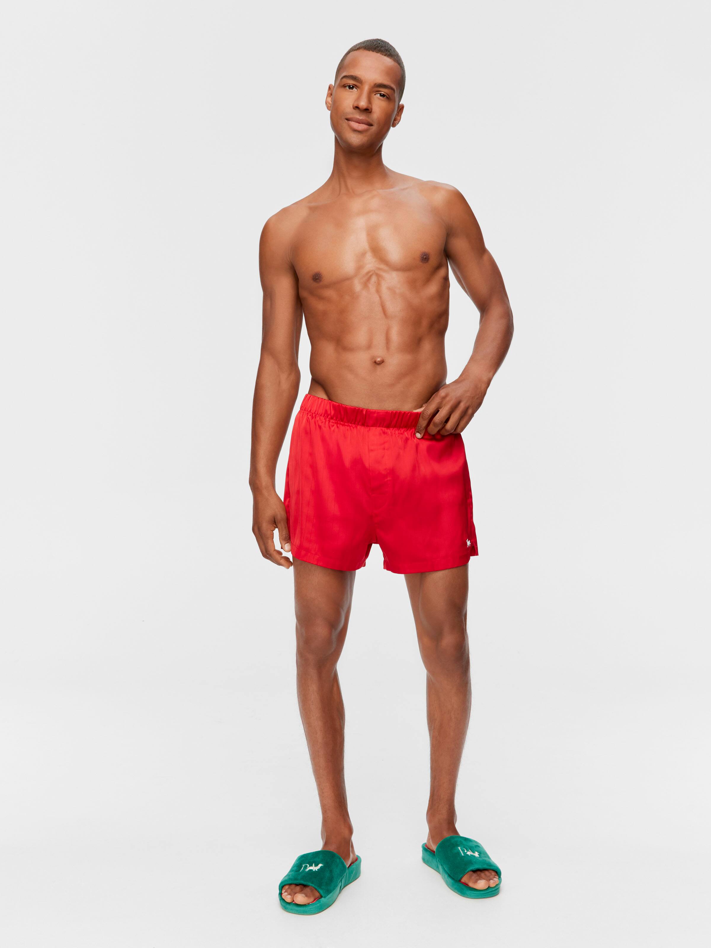 Red Pinstripe Satin Boxer Short