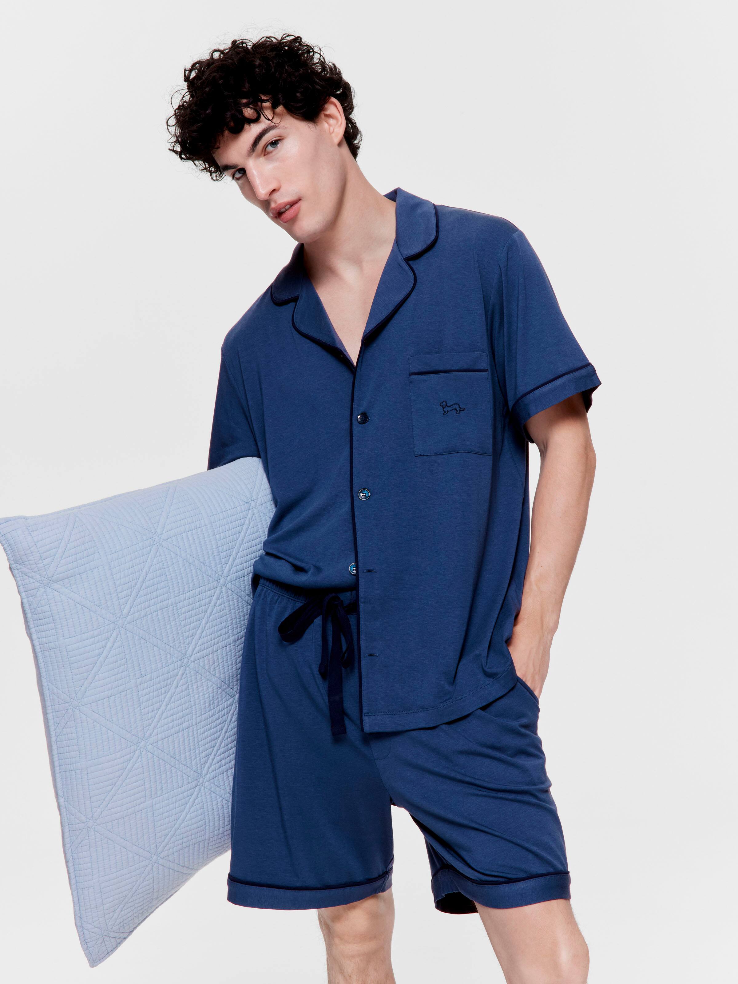 Navy Bamboo Shortie Pj Set