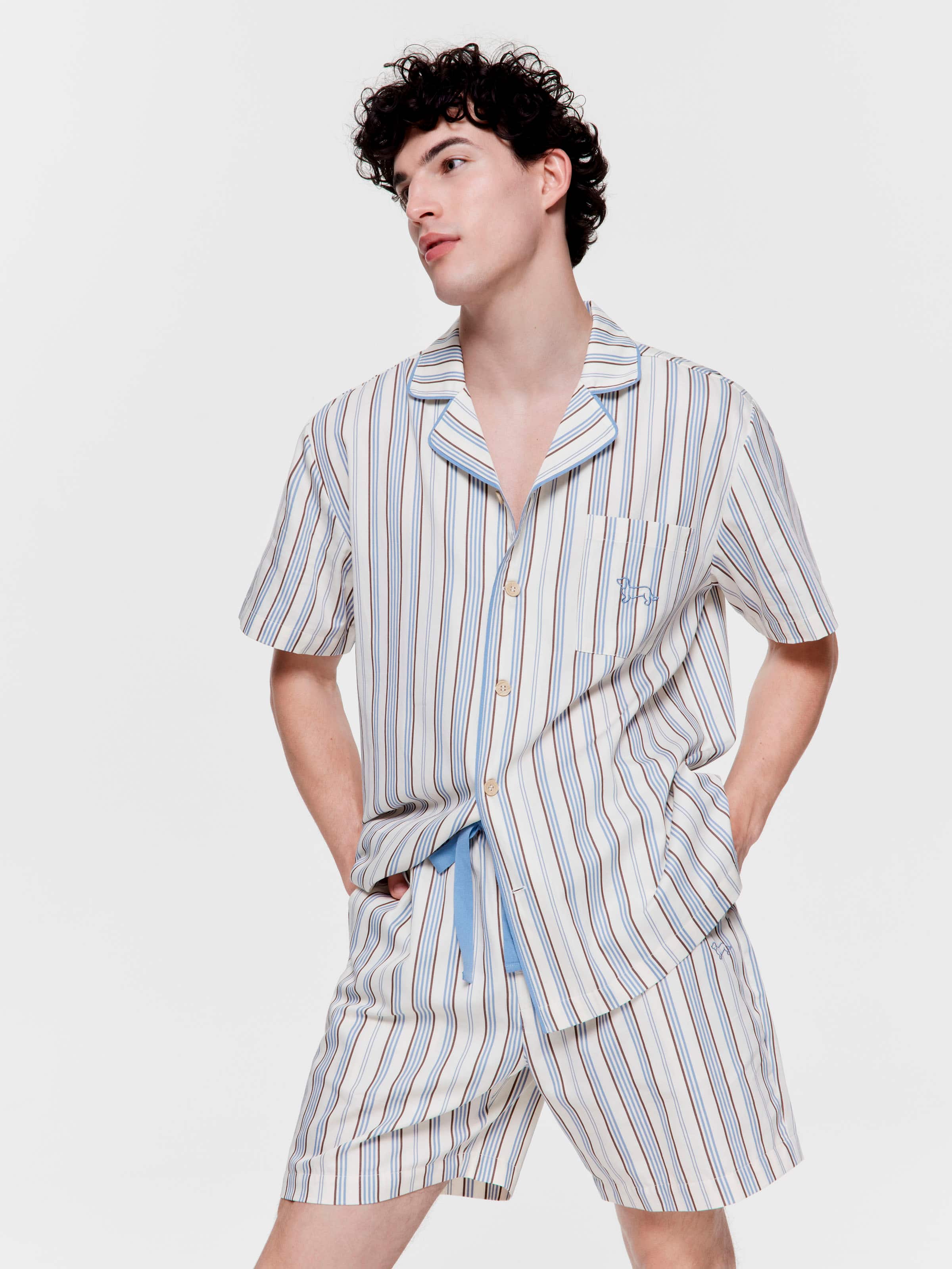 Multi Stripe 100% Cotton Short Sleeve Pj Shirt