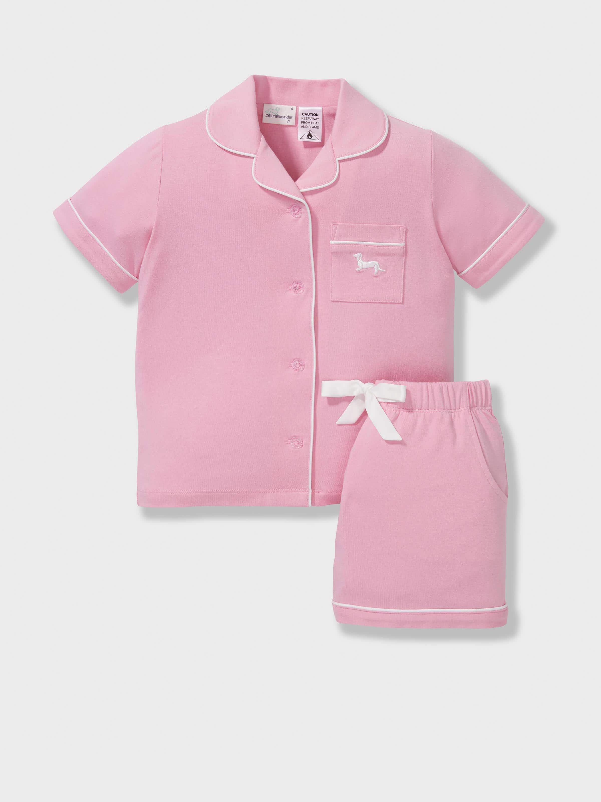 Jnr Girls Pink Bamboo Short Classic Pj Set