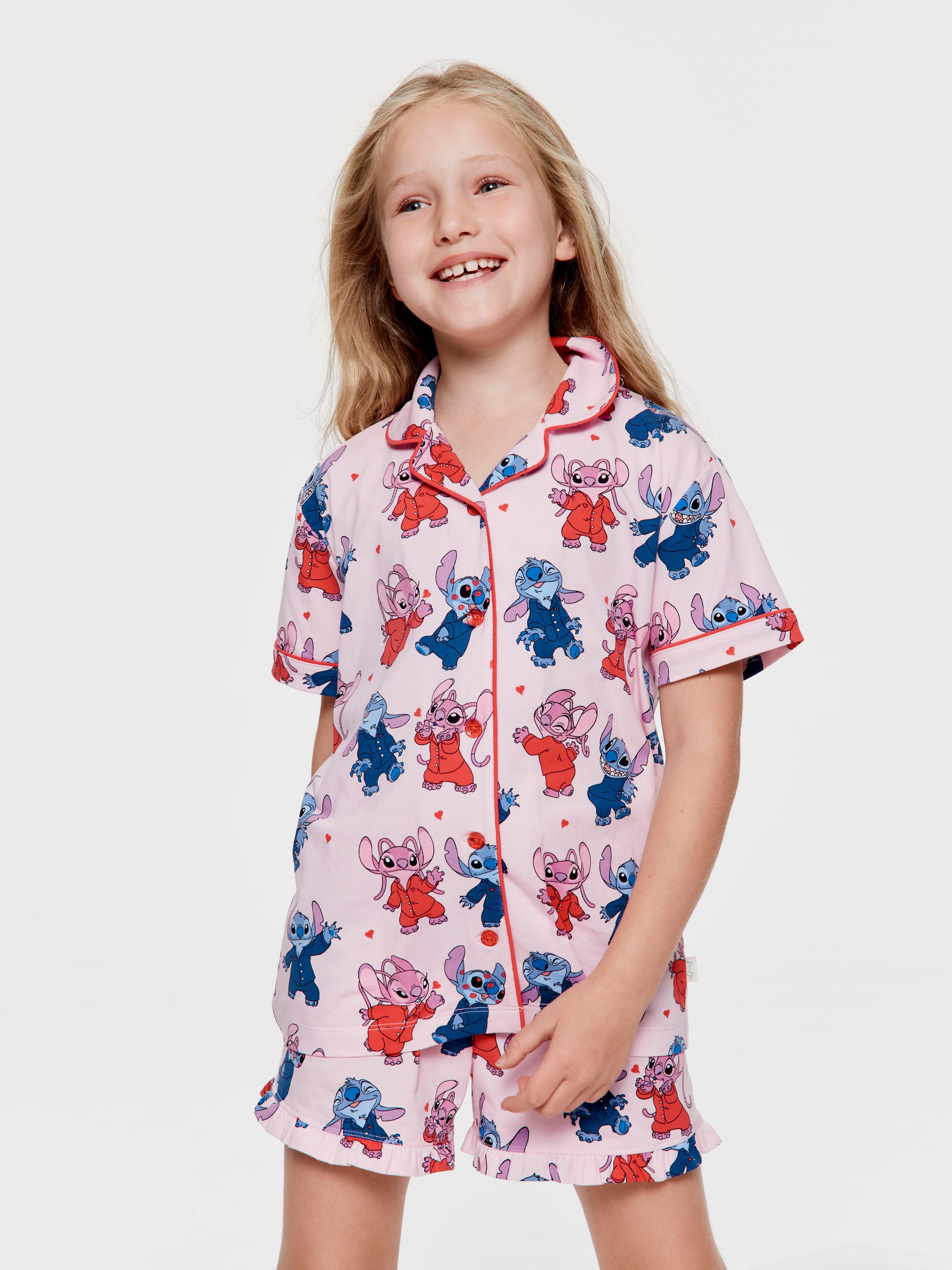 Girls Disney Stitch & Angel Classic Shortie Pj Set
