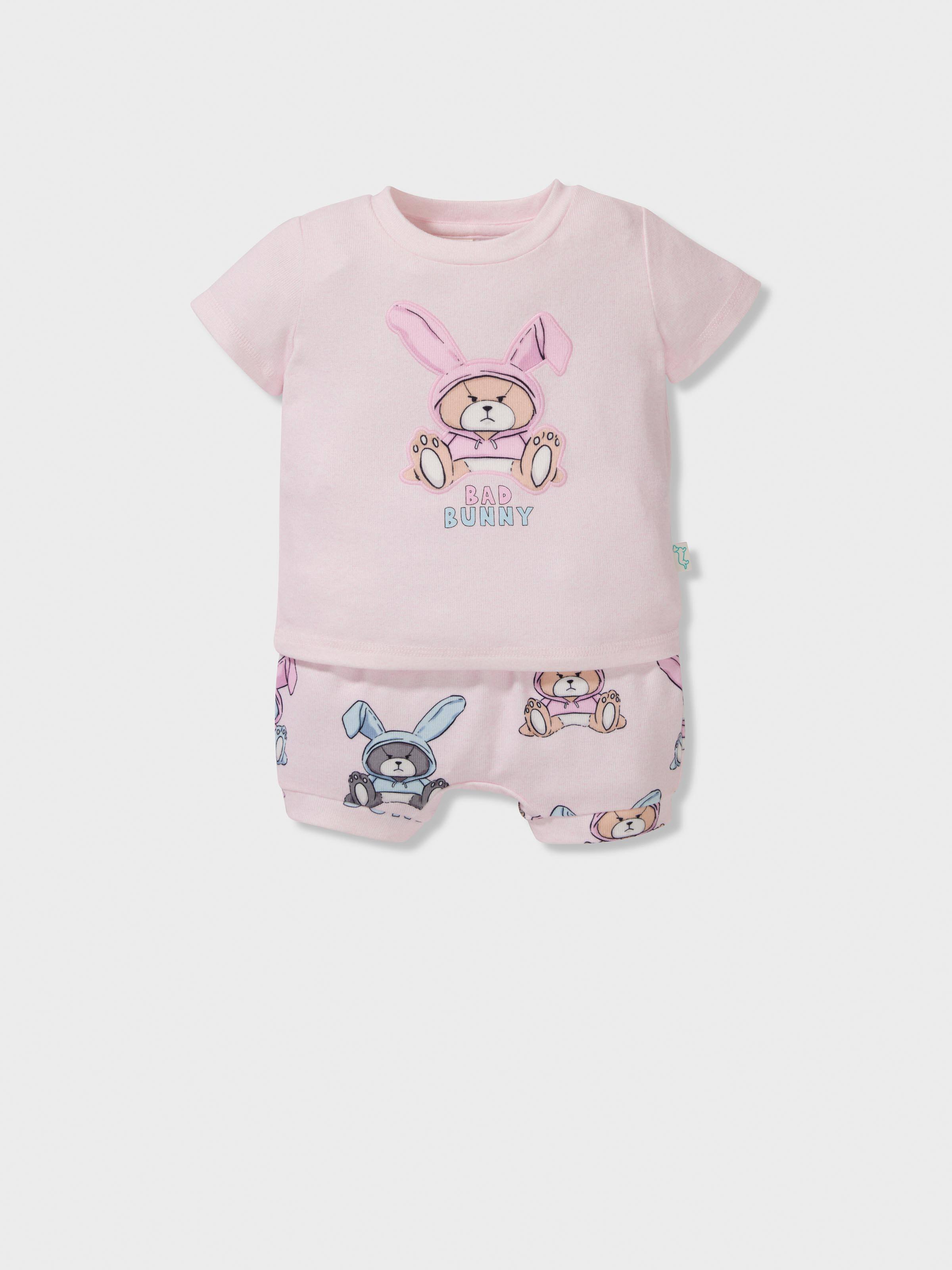 Baby Girl Bad Bunny Plush Short Pj Set