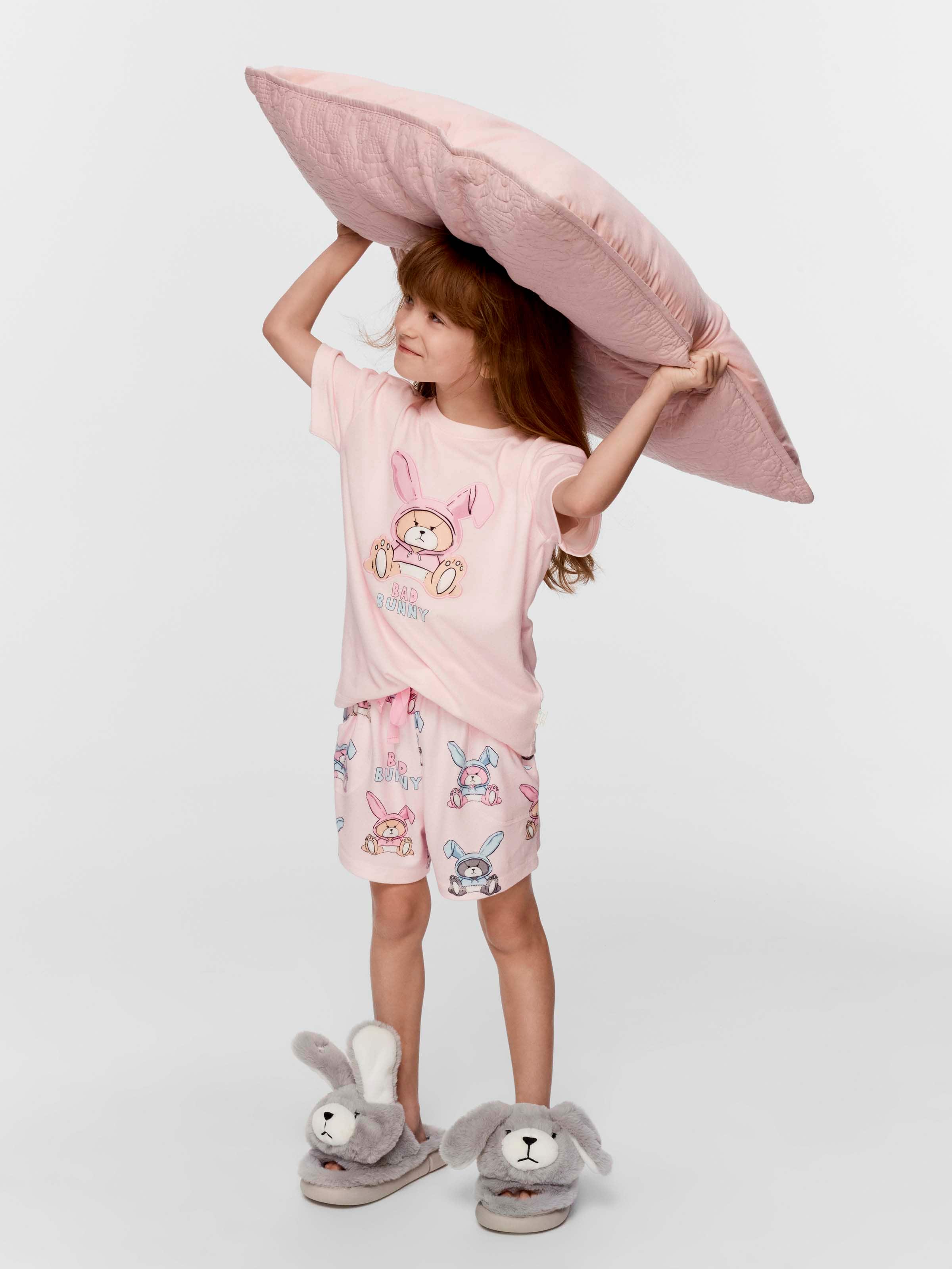 Jnr Girls Bad Bunny Plush Short Pj Set